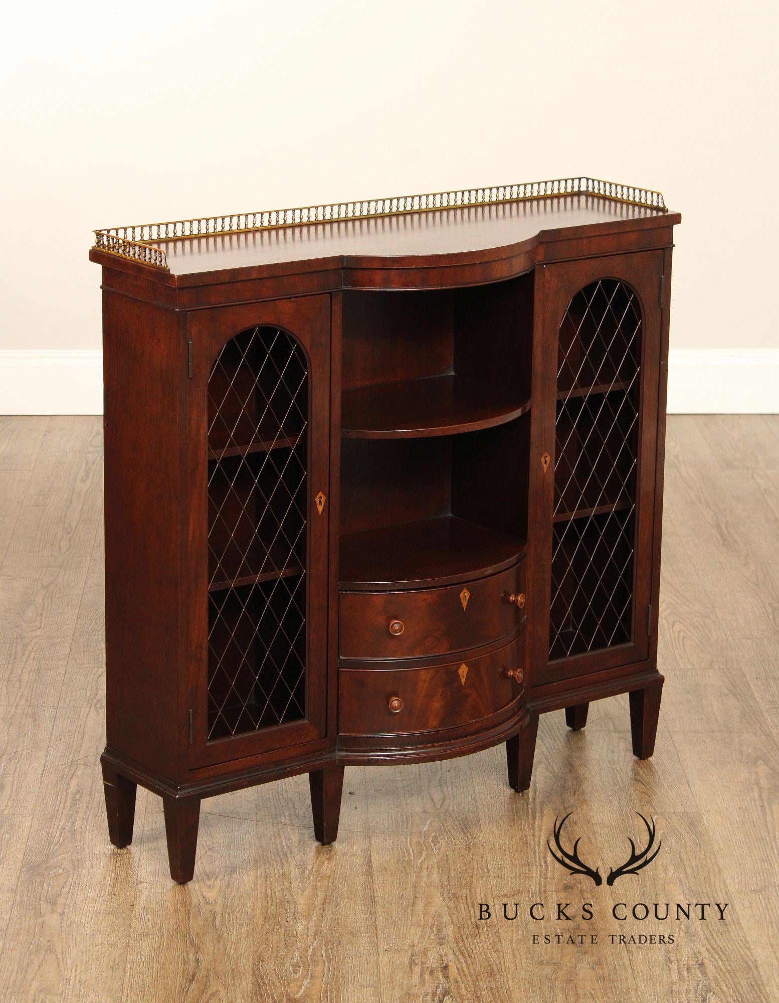 1930'S FEDERAL STYLE MAHOGANY PAIR OF  LOW BOOKCASES