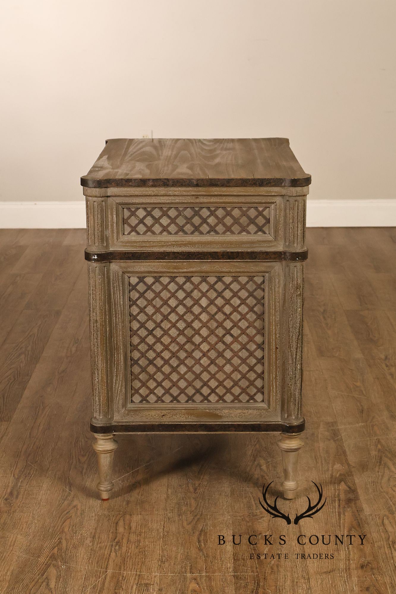 Restoration Hardware Treillage Collection Louis XVI Style Latticework Pair of Nightstands
