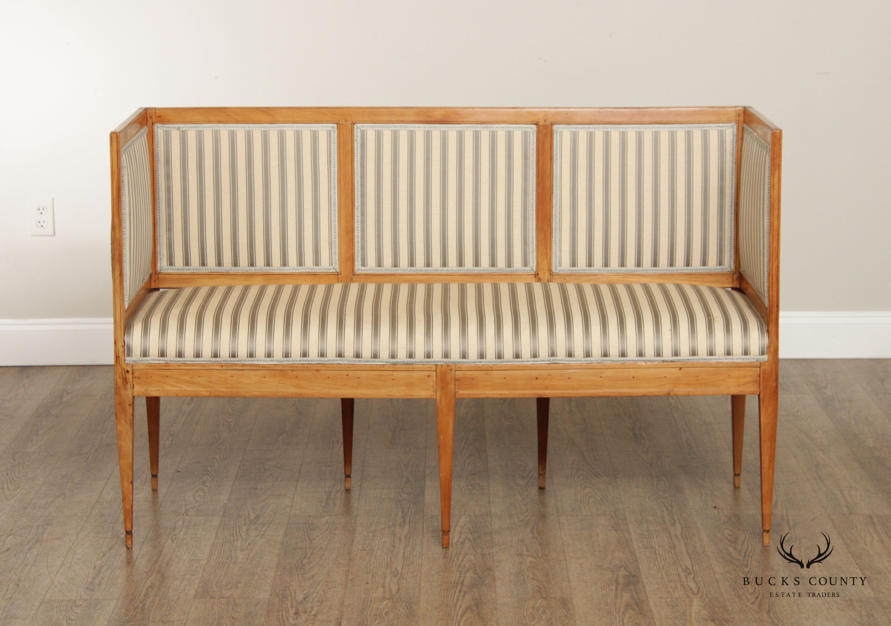 Antique Biedermeier Cherry Frame Box Sofa Settee