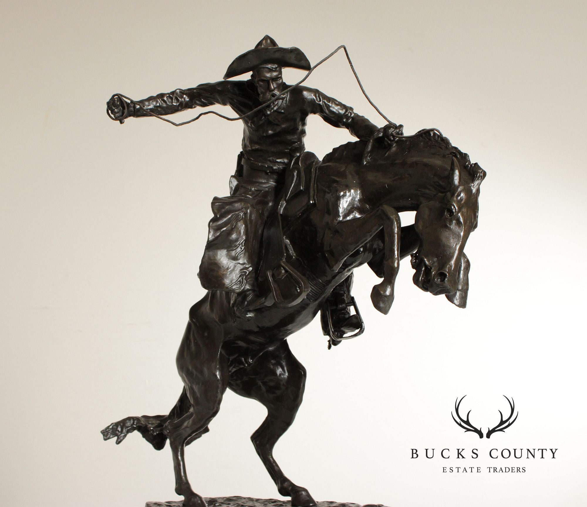 Frederic Remington Bronze Sculpture, 'Bronco Buster'
