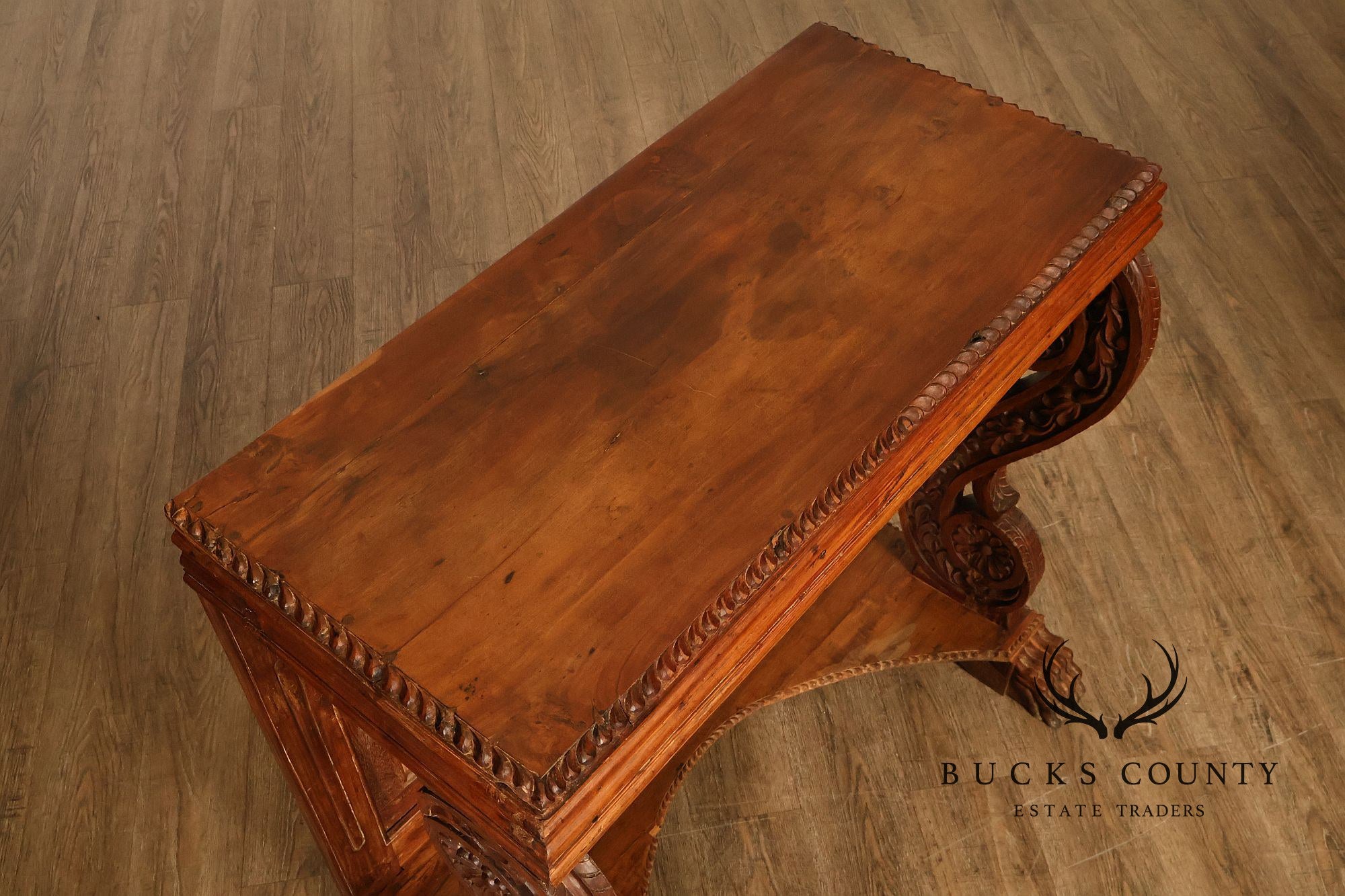 Antique Anglo Indian Pair of Carved Hardwood Console Tables
