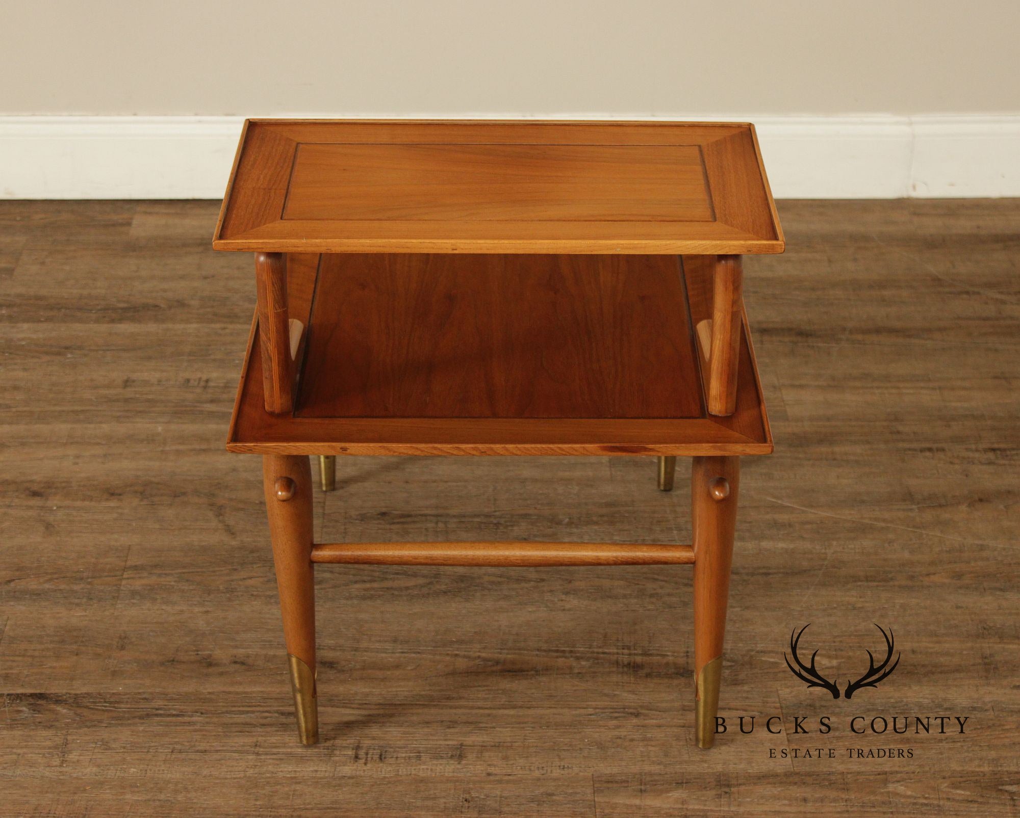 Lane Copenhagen Mid-Century Modern Two-Tier Walnut End Table