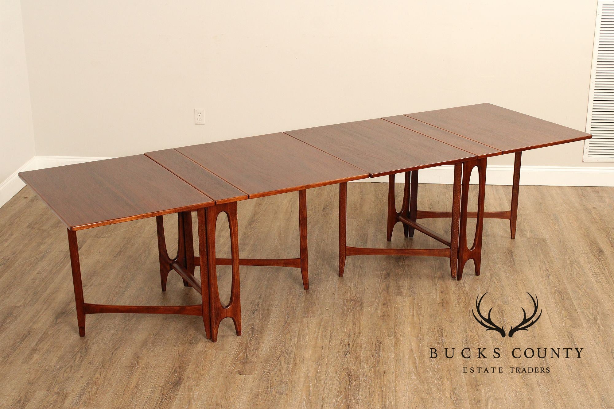 Bendt Winge Danish Modern Pair of Walnut Tuckaway Dining Tables