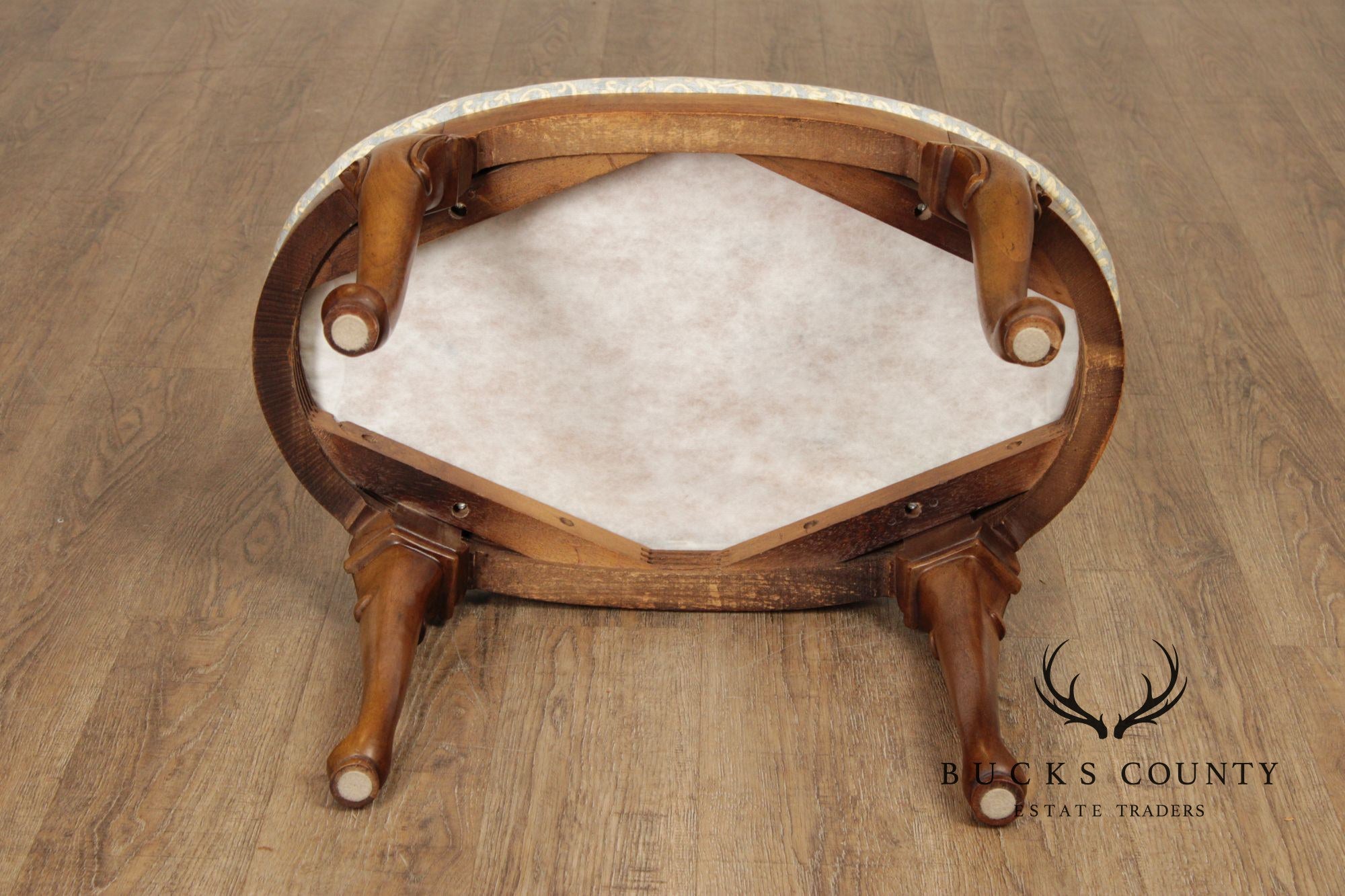 Queen Anne Style Carved Mahogany Vanity Stool