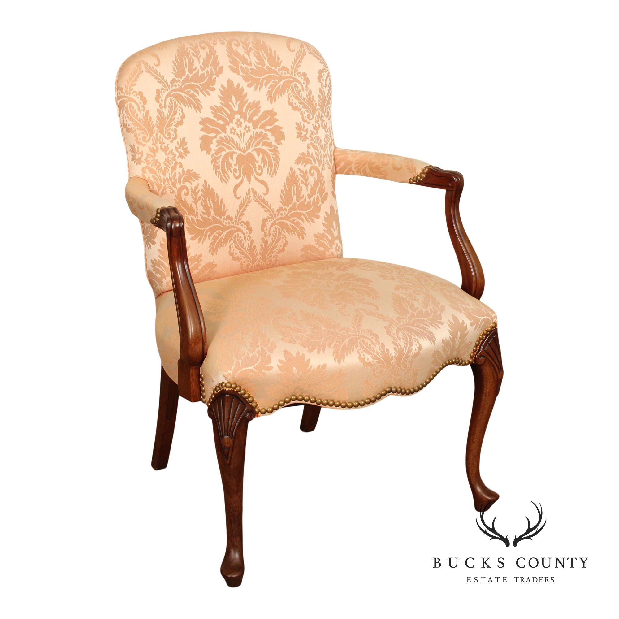 Hickory Chair Queen Anne Style Mahogany Armchair