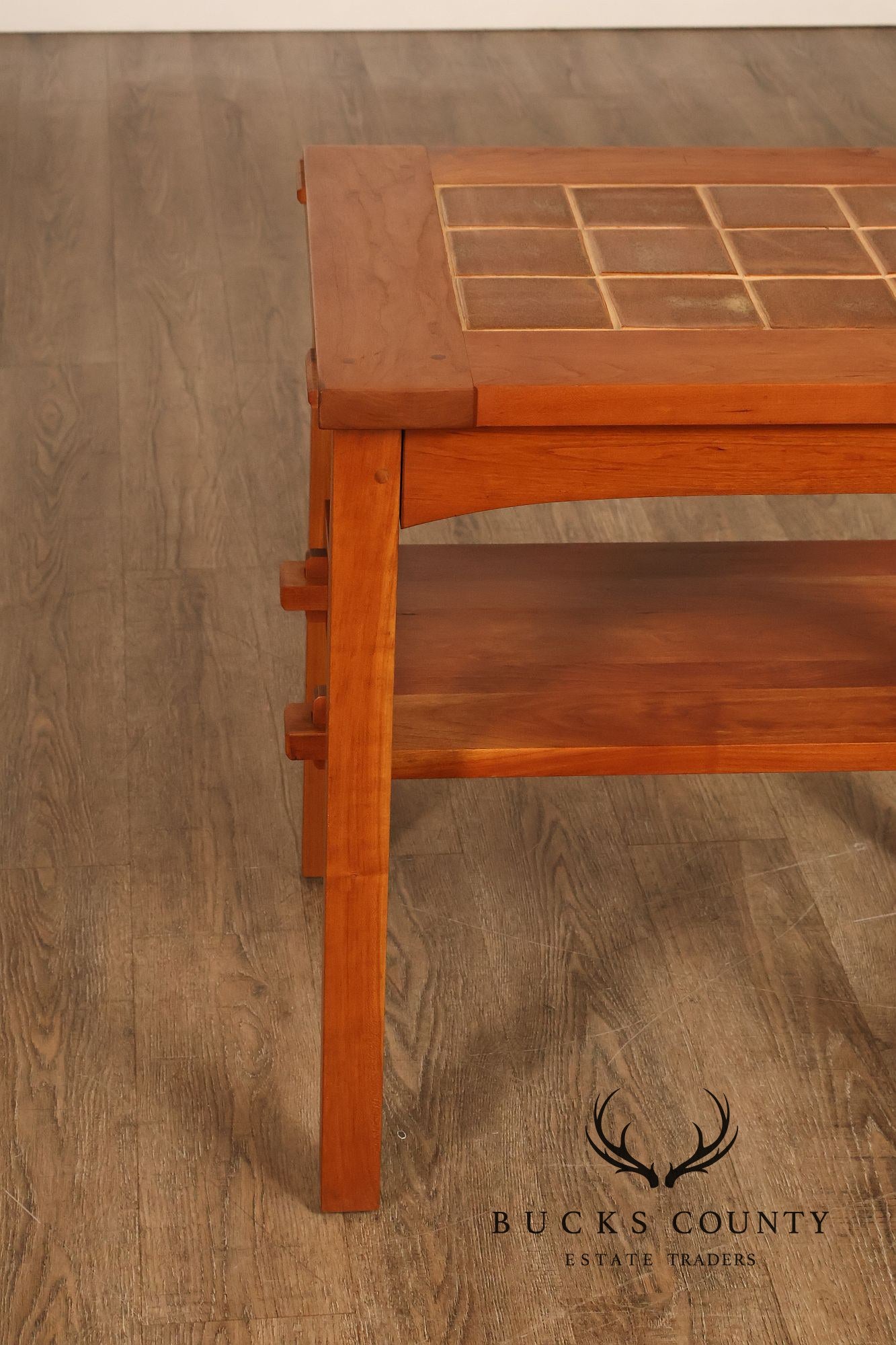 Stickley Mission Collection Pair Of Cherry Tile Top End Tables