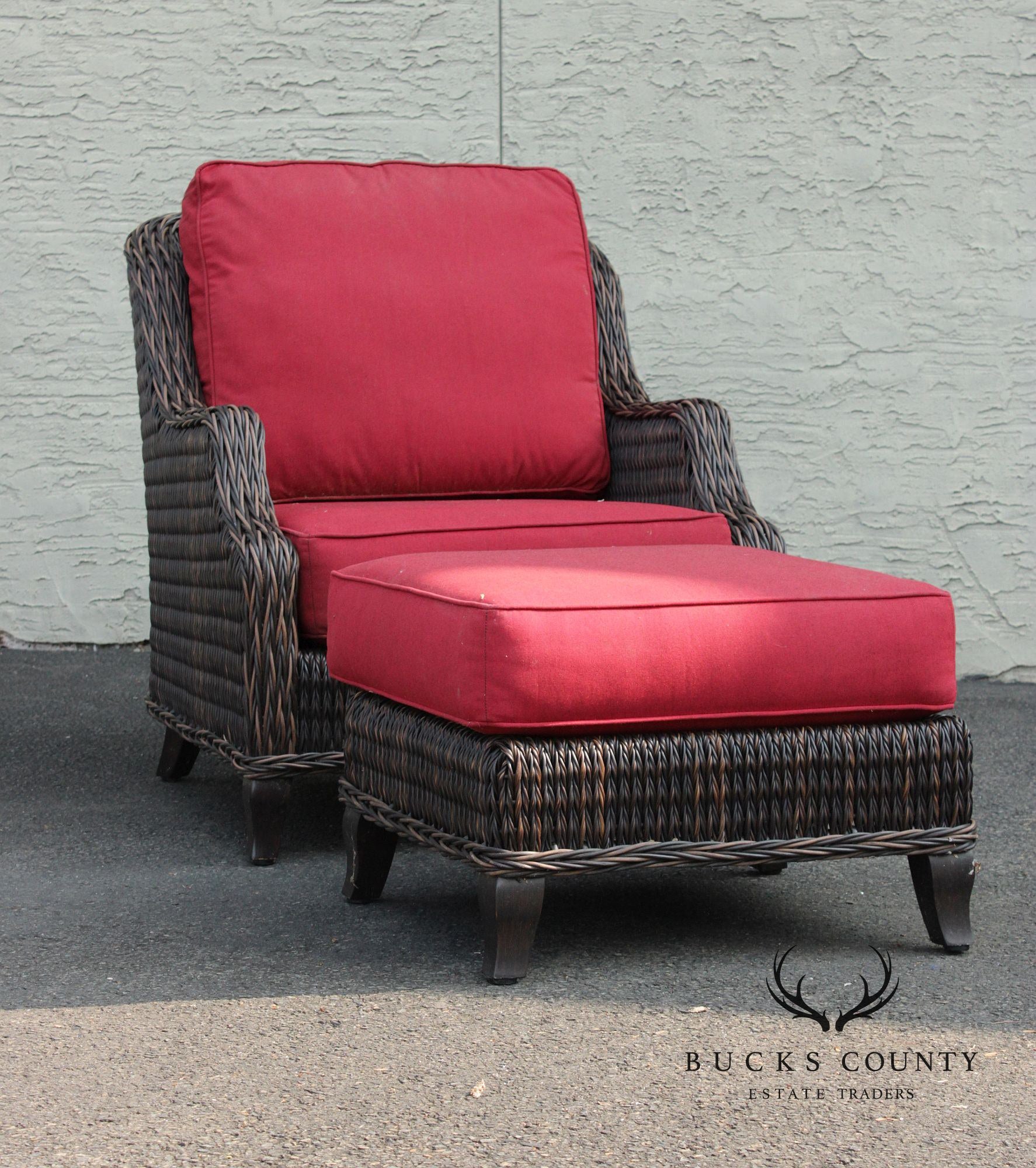 Patio Renaissance Pair of 'Monticello' Lounge Chairs and Ottomans