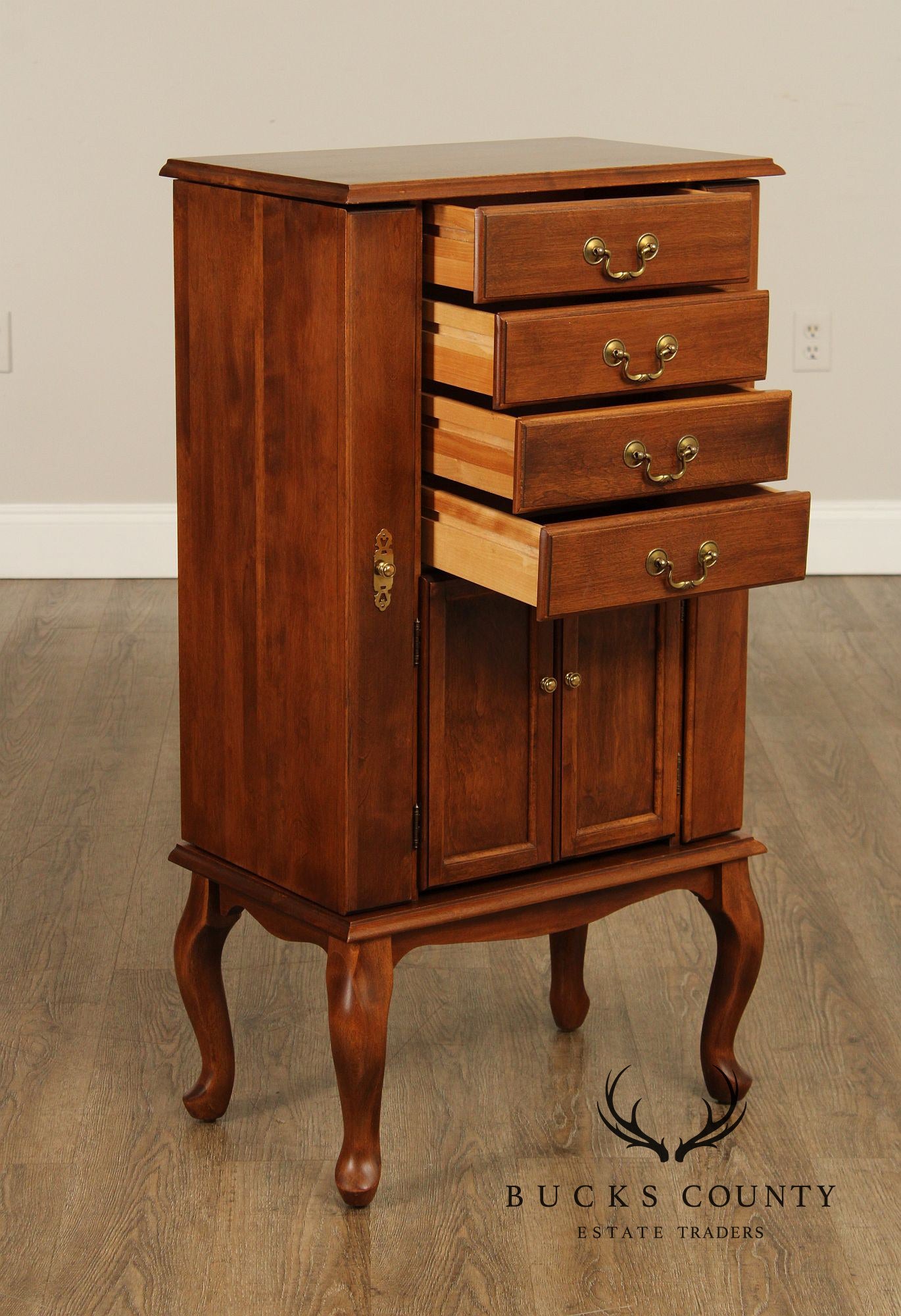 Ethan Allen Queen Anne Style Cherry Jewelry Armoire