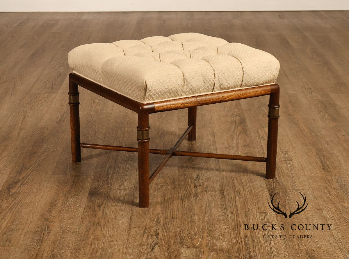Mid Century Modern Pair of Upholstered Walnut Benches