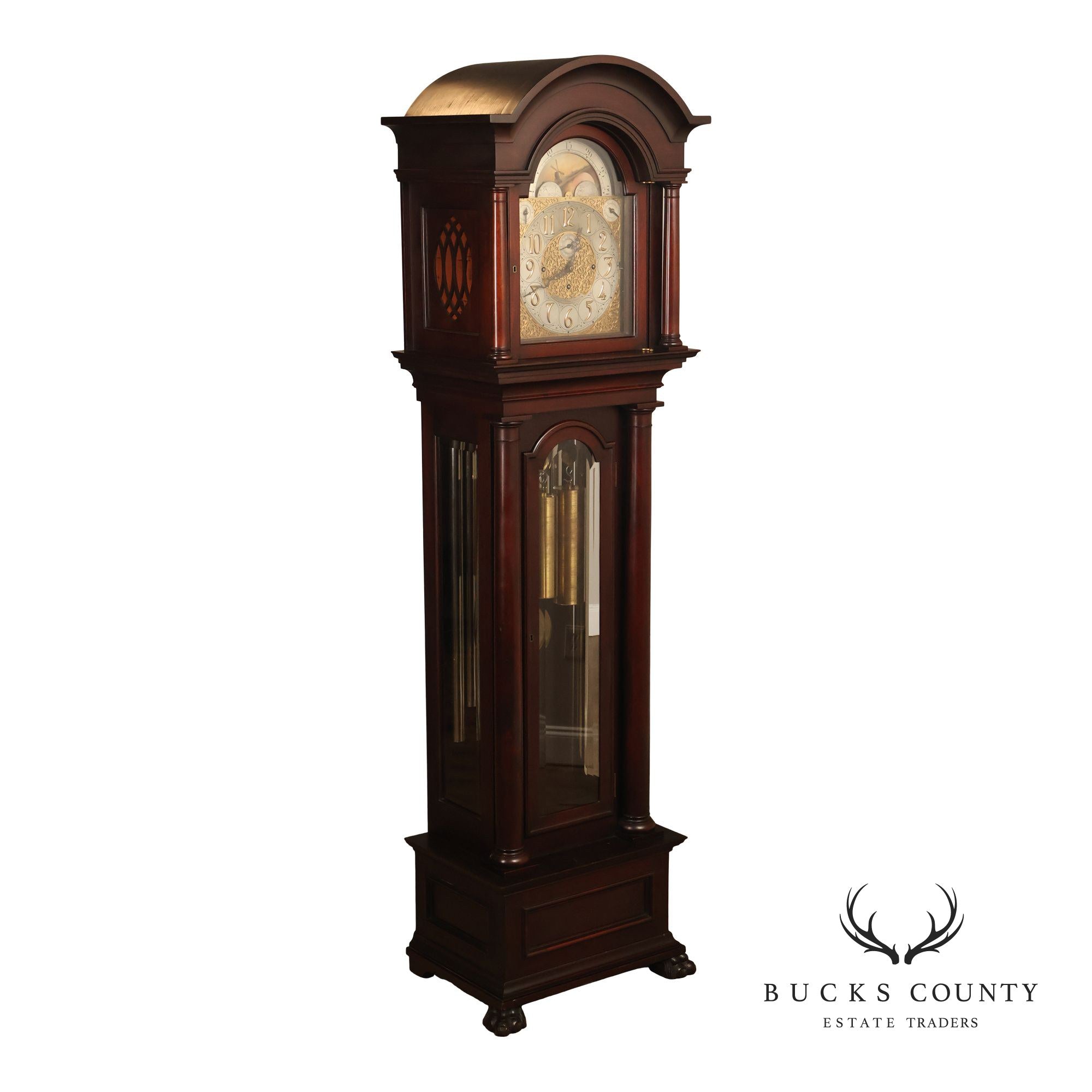 Baily Banks and Biddle  Antique Mahogany 9 Tube Grandfather Clock