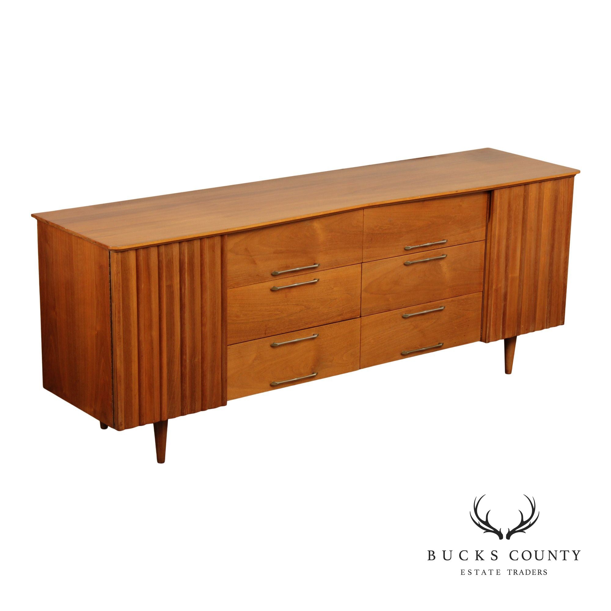 Young Manufacturing Mid Century Modern Walnut Long Dresser