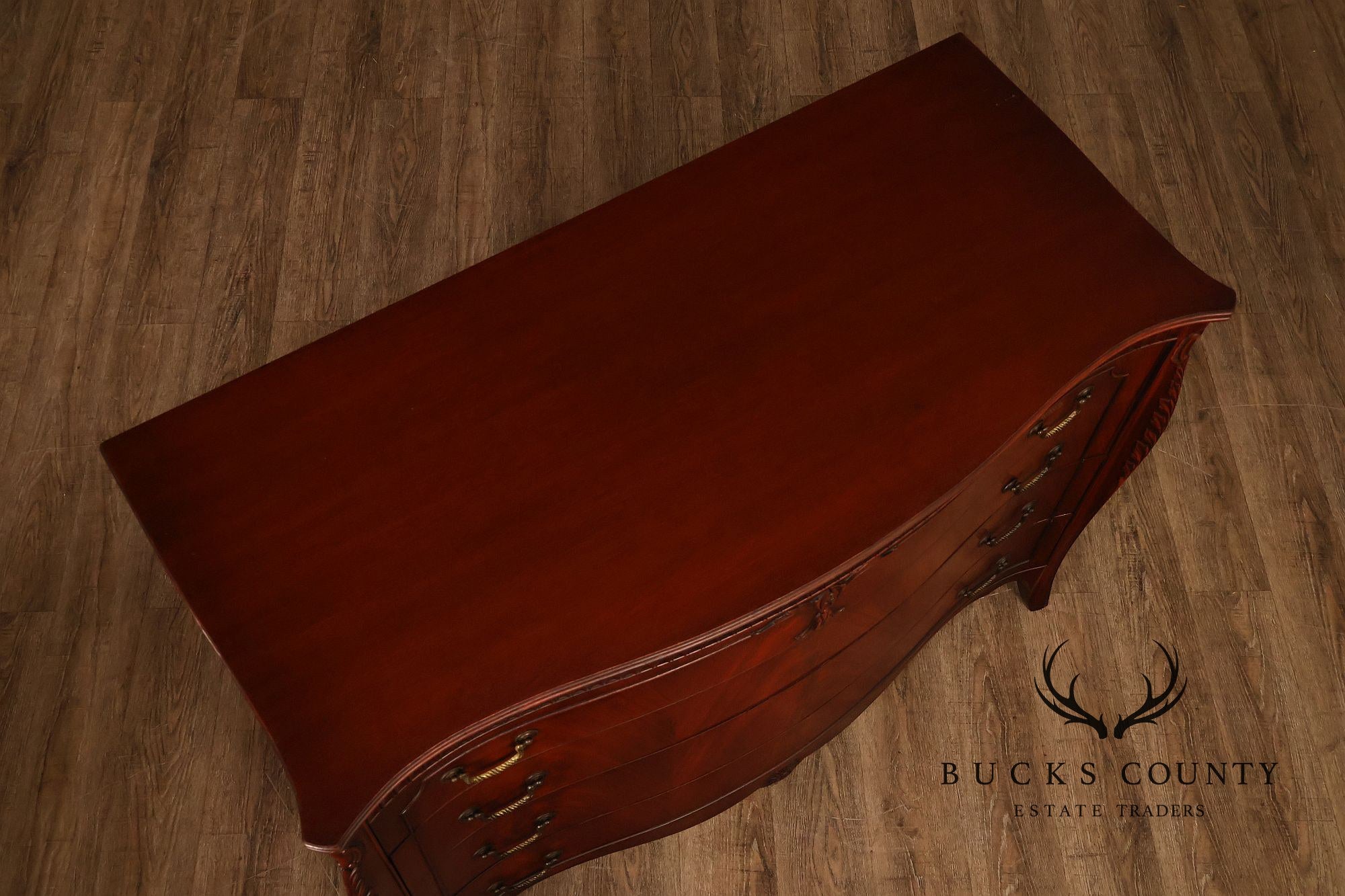 French Provincial Style Mahogany Serpentine Four-Drawer Dresser