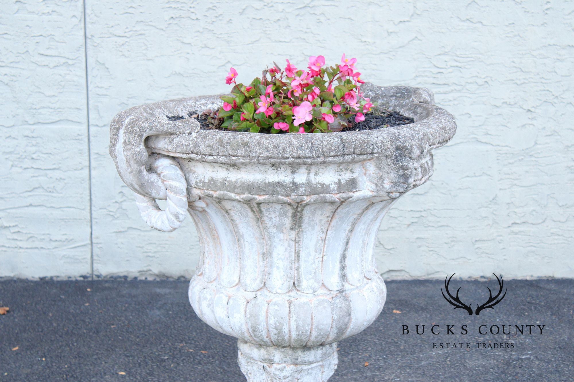 Classical Style Pair of Cast Stone Garden Urns