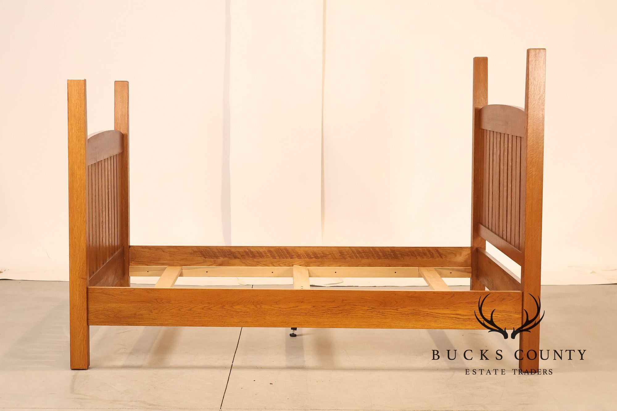 Custom Crafted Mission Style Oak Queen Bed Frame