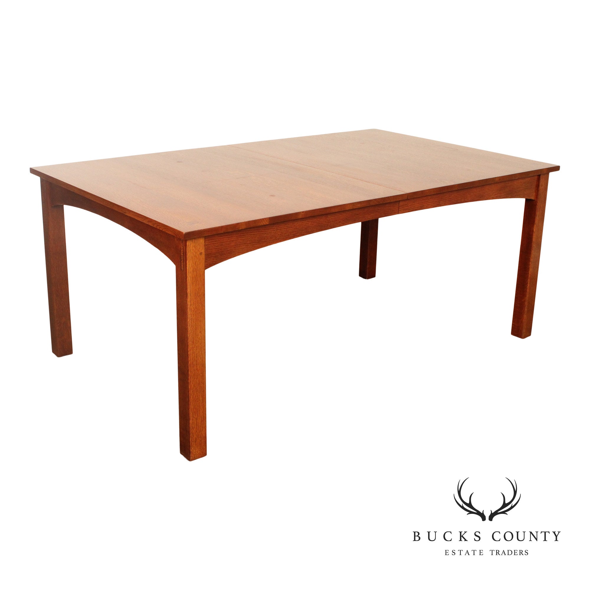 Stickley Mission Collection Harvey Ellis Inlaid Oak Extendable Dining Table