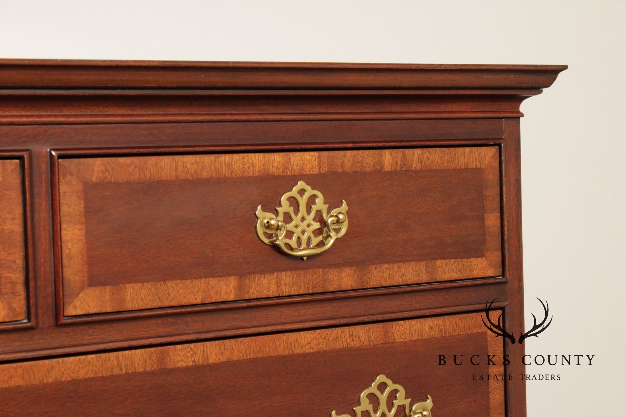 Hickory Furniture Inlaid Mahogany Chippendale Style Tall Chest of Drawers
