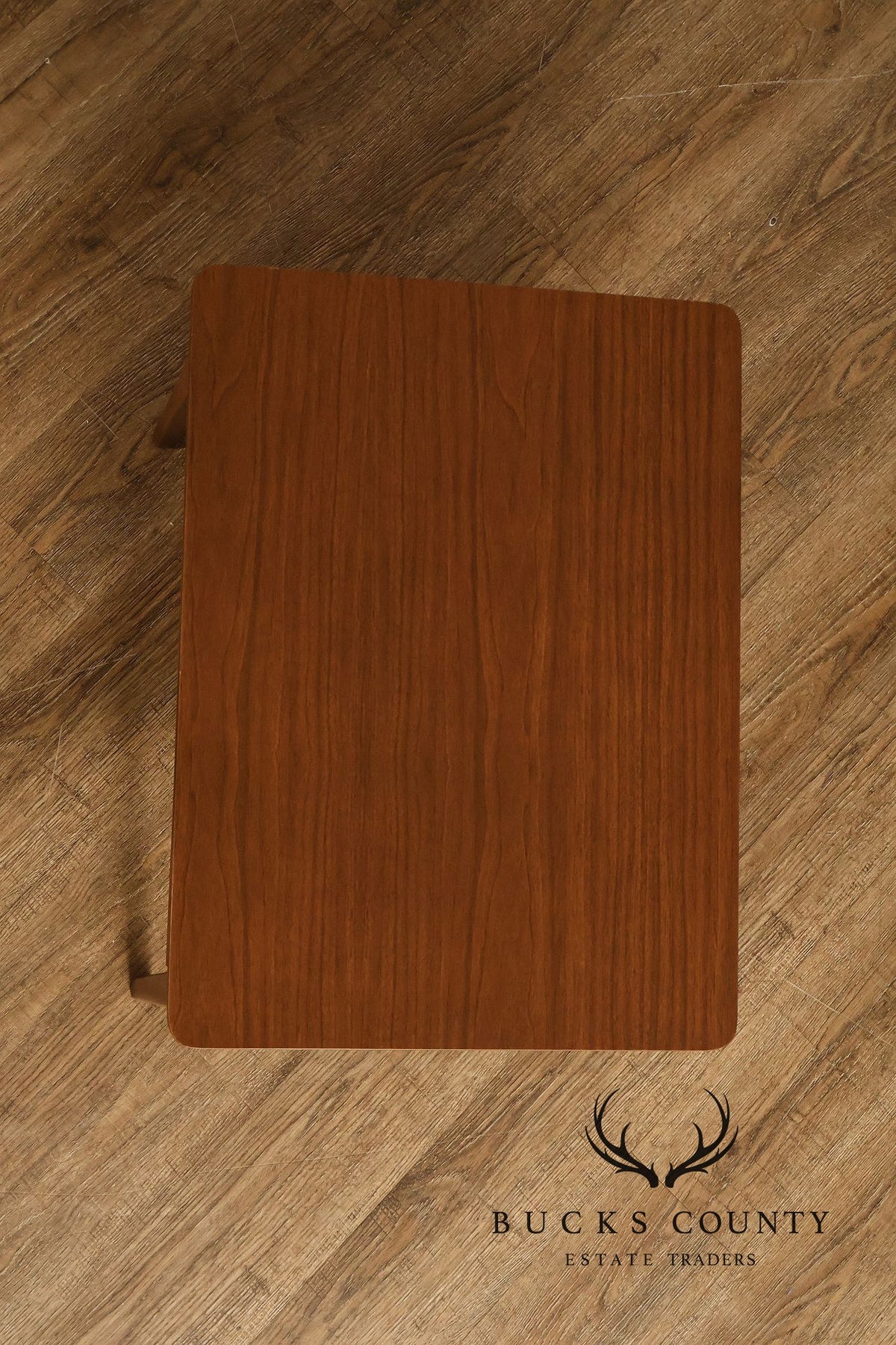 Mid-Century Modern Walnut Two-Tier End Table With Sculpted Apron Detail