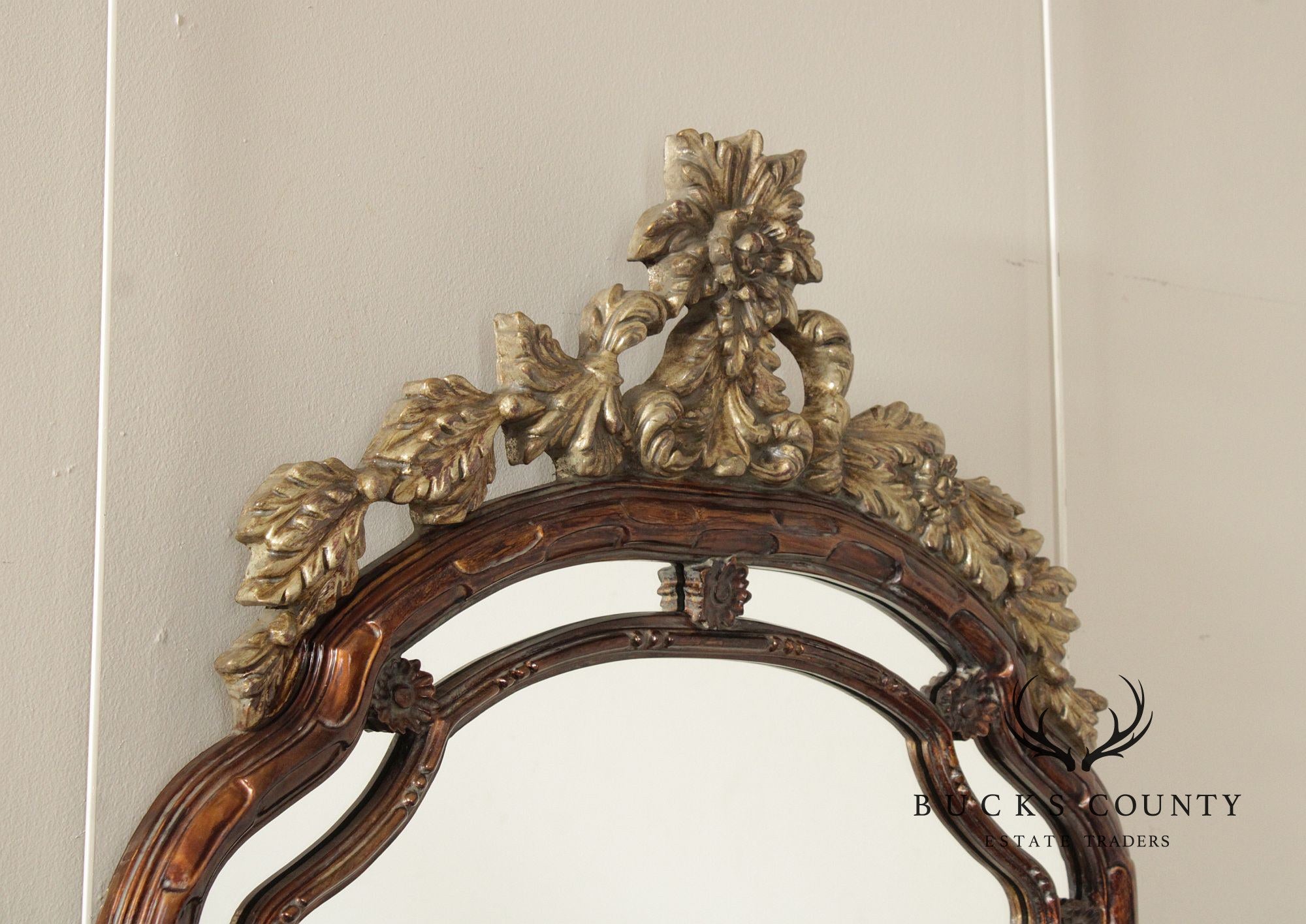 Italian Rococo Style Arched Partial Gilt Wall Mirror