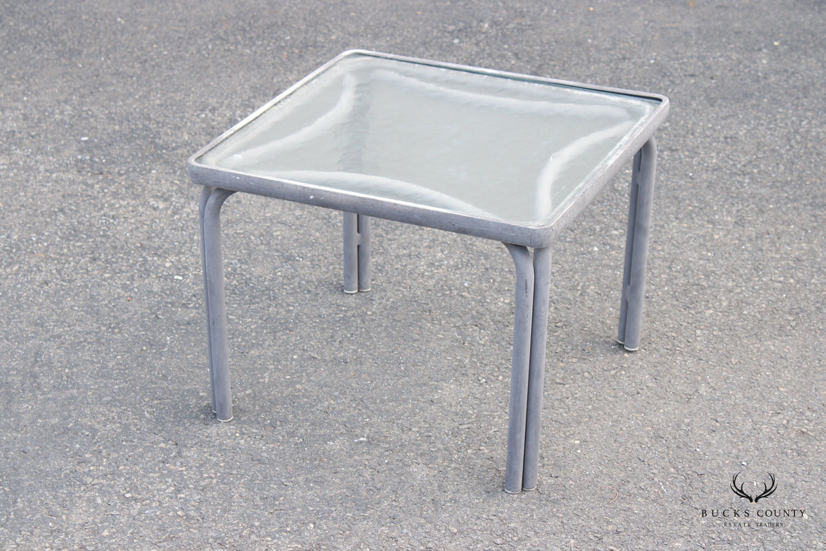 Brown Jordan Glass Top Aluminum Outdoor Side Table