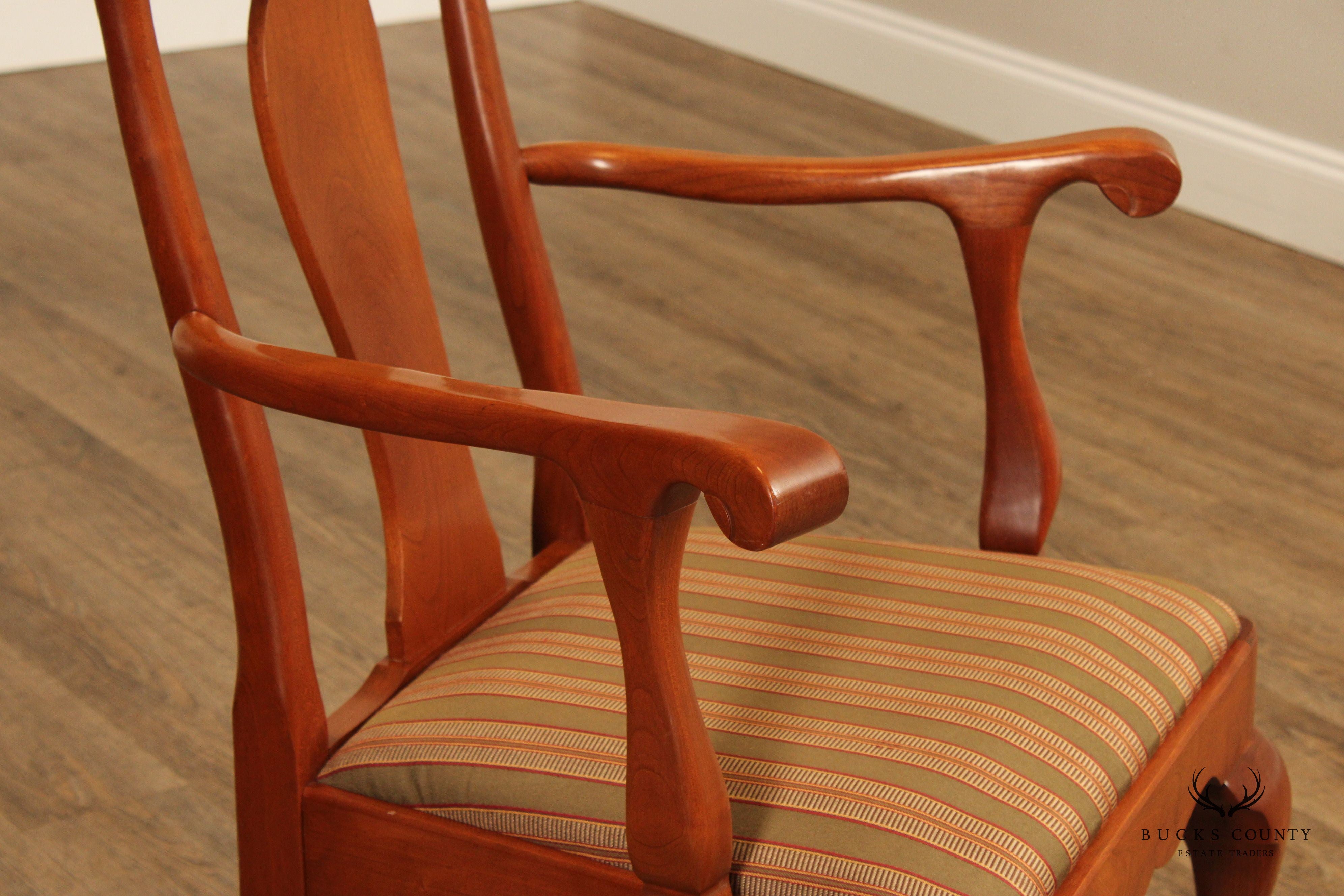 Stickley Queen Anne Style Set of Six Cherry Dining Chairs