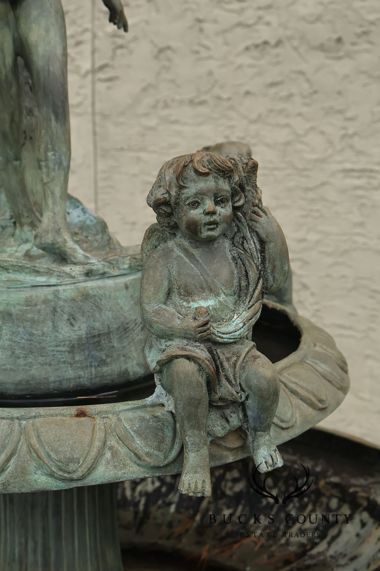 Vintage Two Tier Cherub Bronze Garden Fountain