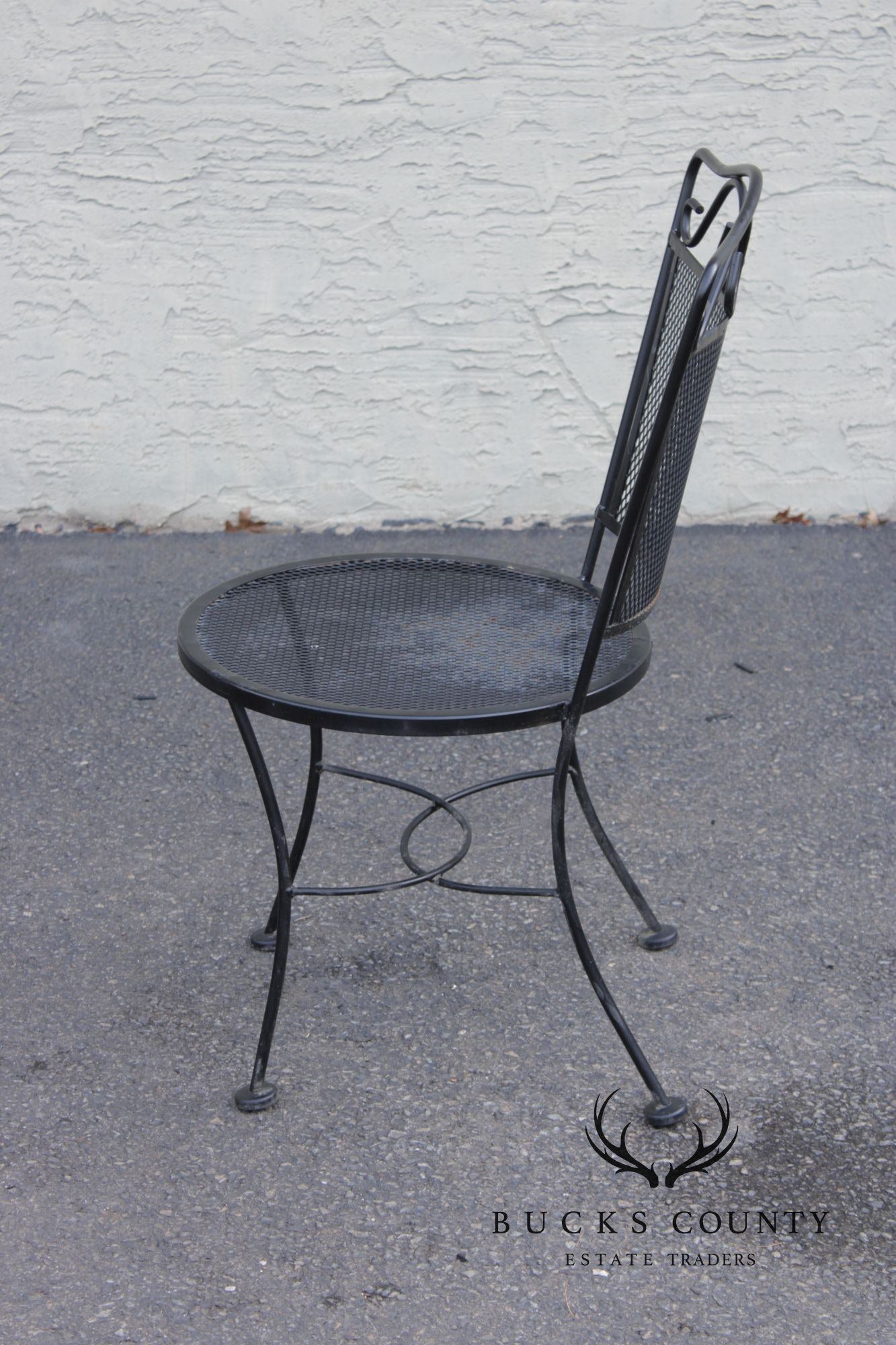 Vintage Pair of Wrought Iron Outdoor Patio Side Chairs