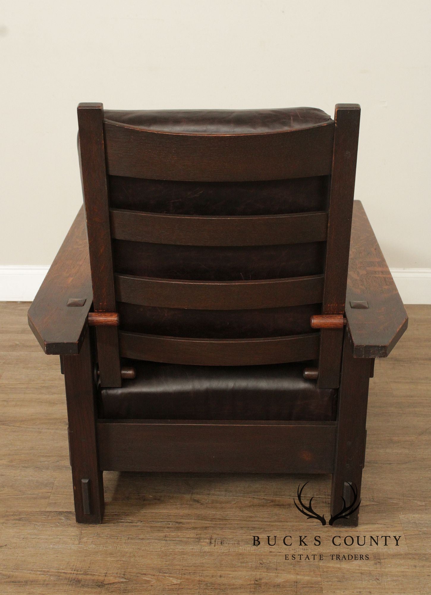 Gustav Stickley Antique Mission Oak and Leather Morris Chair