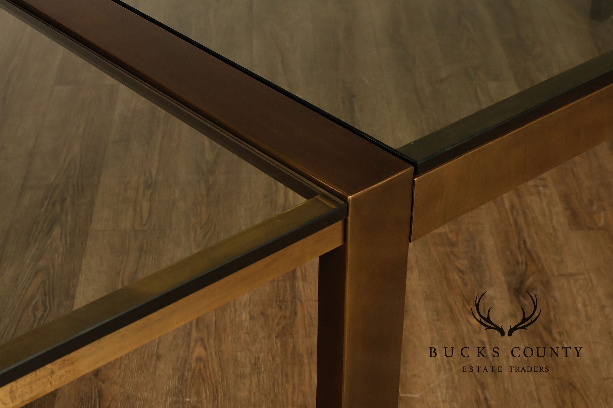 John Stuart Bronze Finish Glass Top Extendable Dining Table