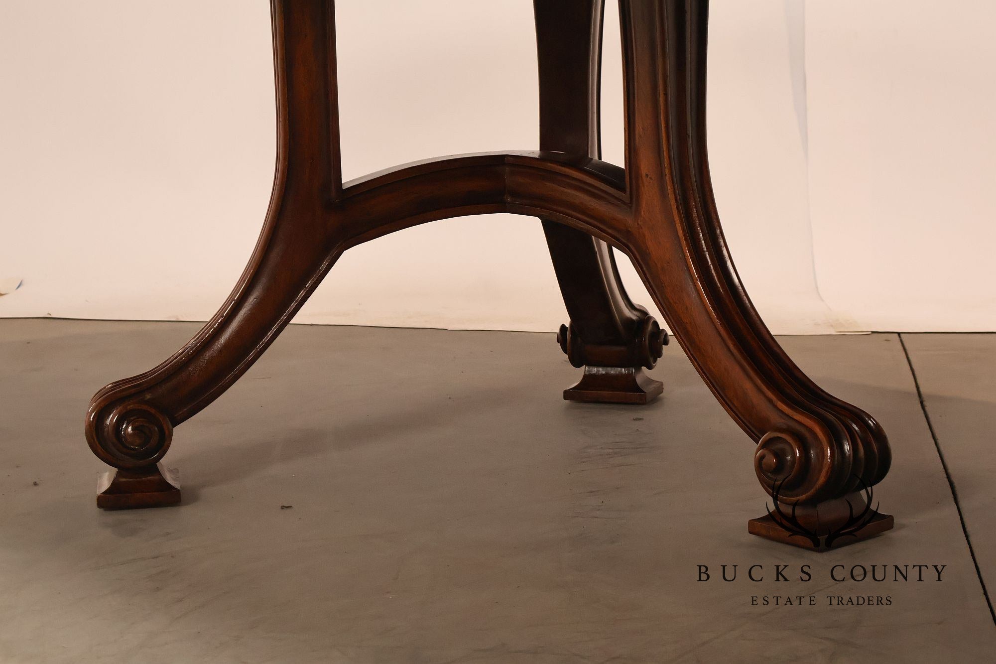 Dessin Fournir Banded Burlwood Large Double Pedestal Banquet Dining Table