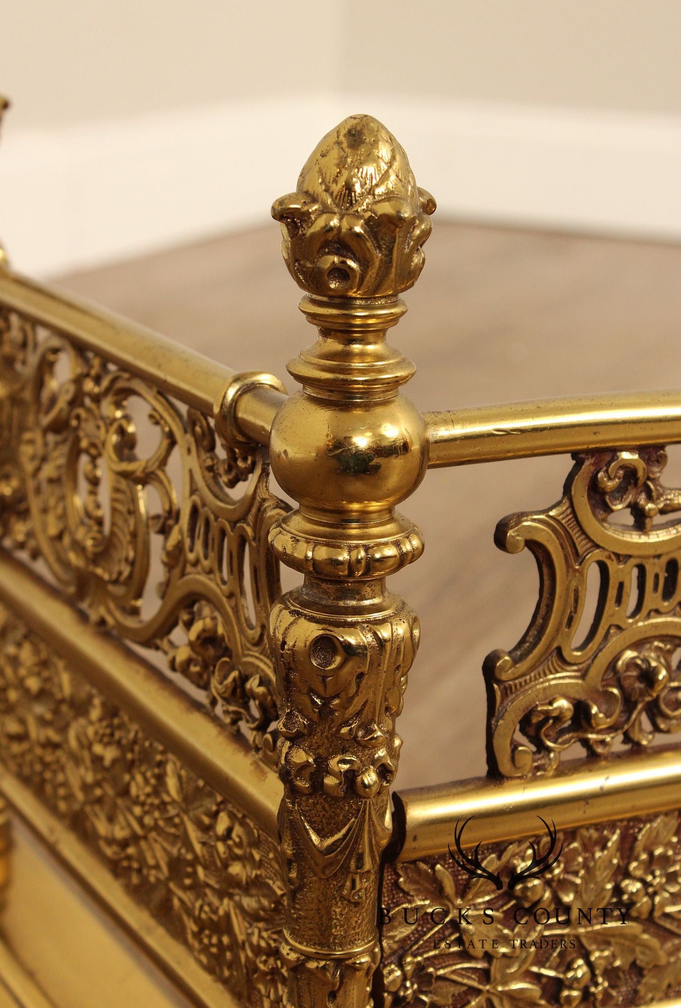 French Louis XV Style Gilt Brass Fireplace Fender