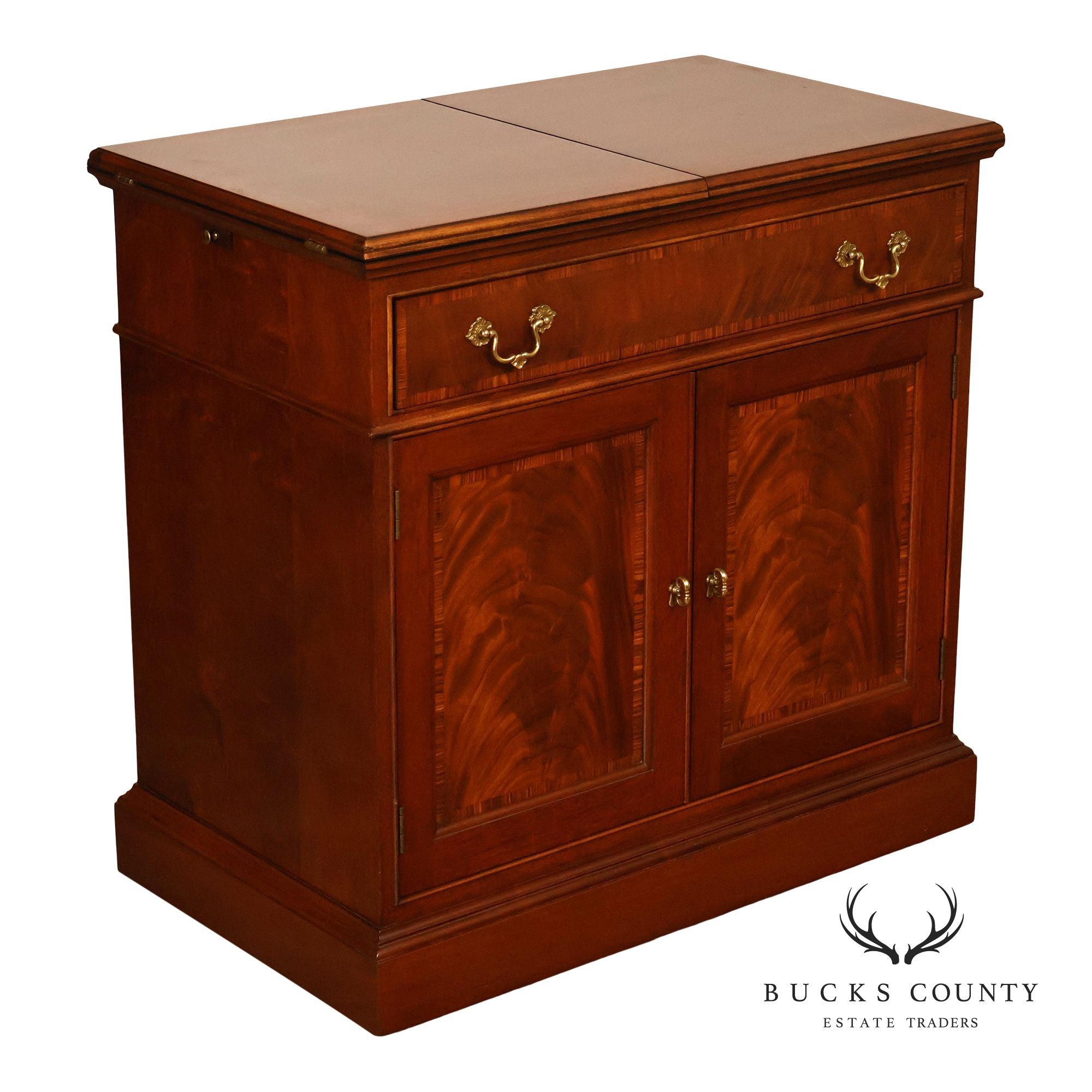 Stickley Traditional Mahogany Flip-Top Server Cabinet