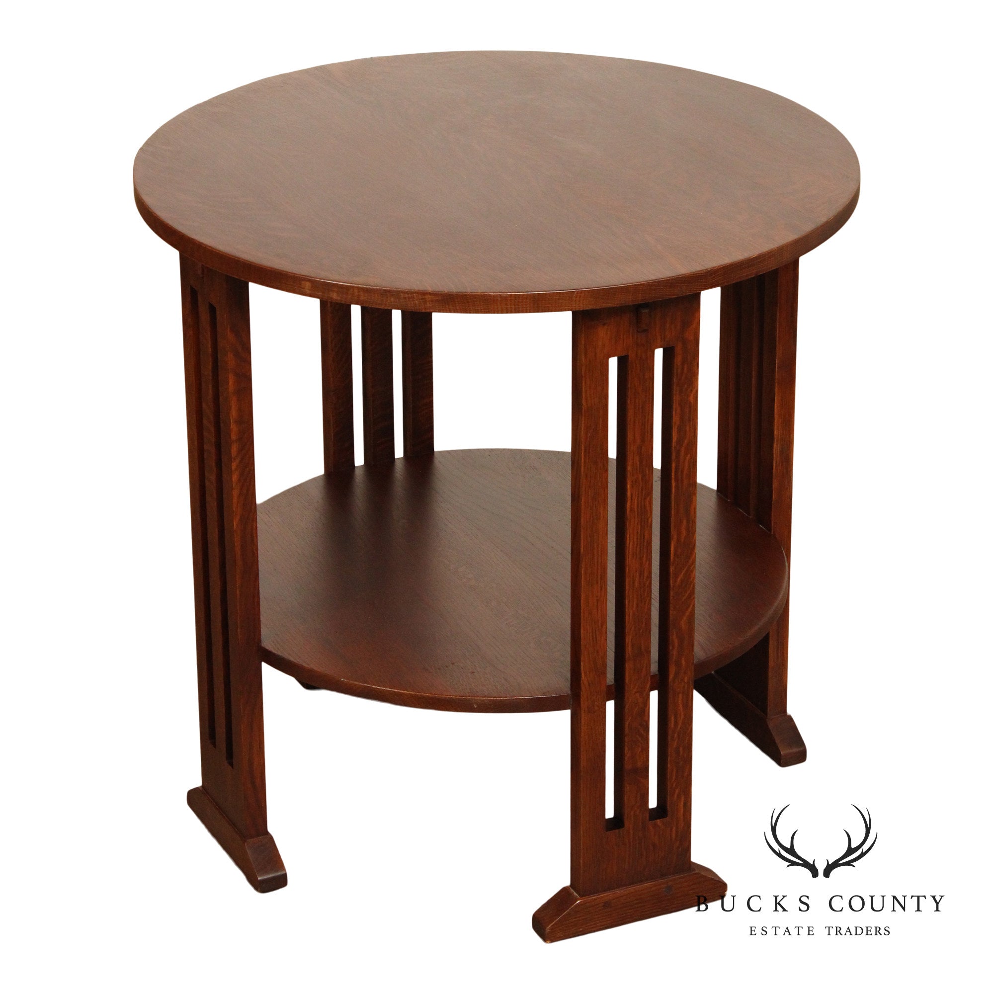 Stickley Mission Collection Oak Round Lamp Table