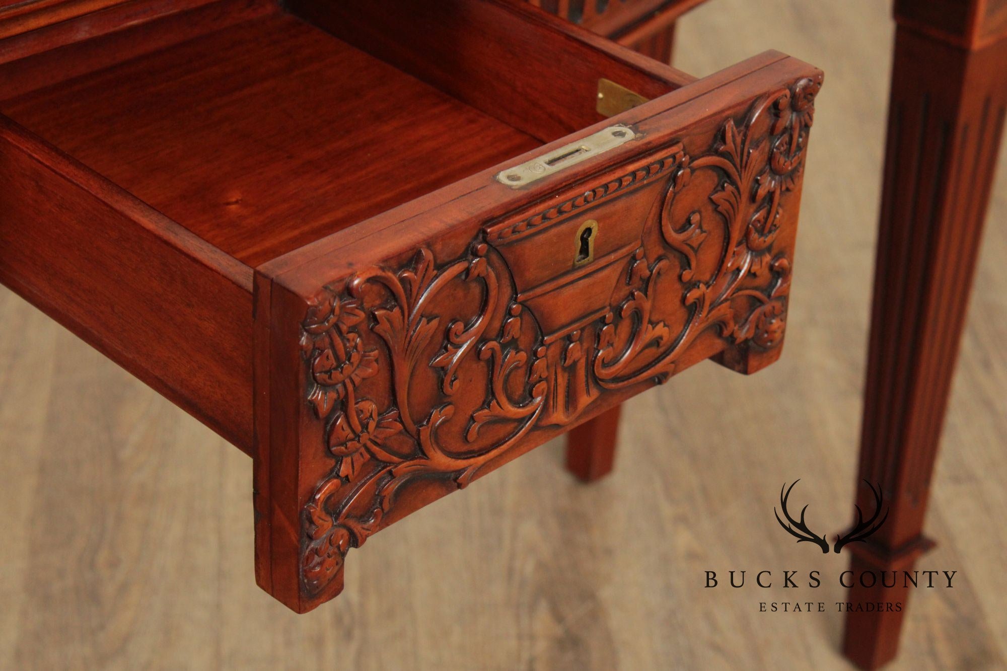 Victoria Collection Neoclassical Style Inlaid Mahogany Console Table