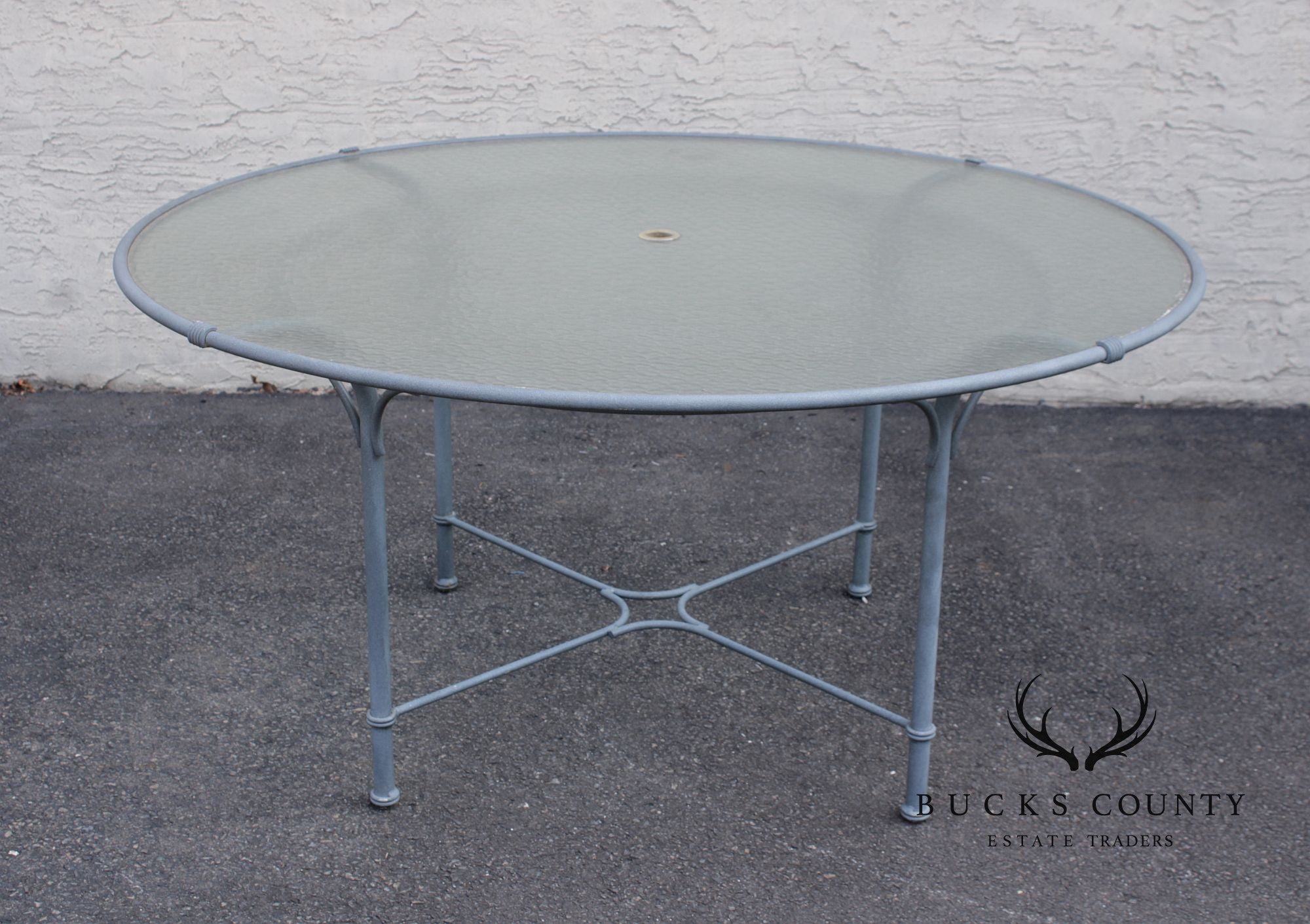 Brown Jordan Large Round Glass Top Patio Dining Table