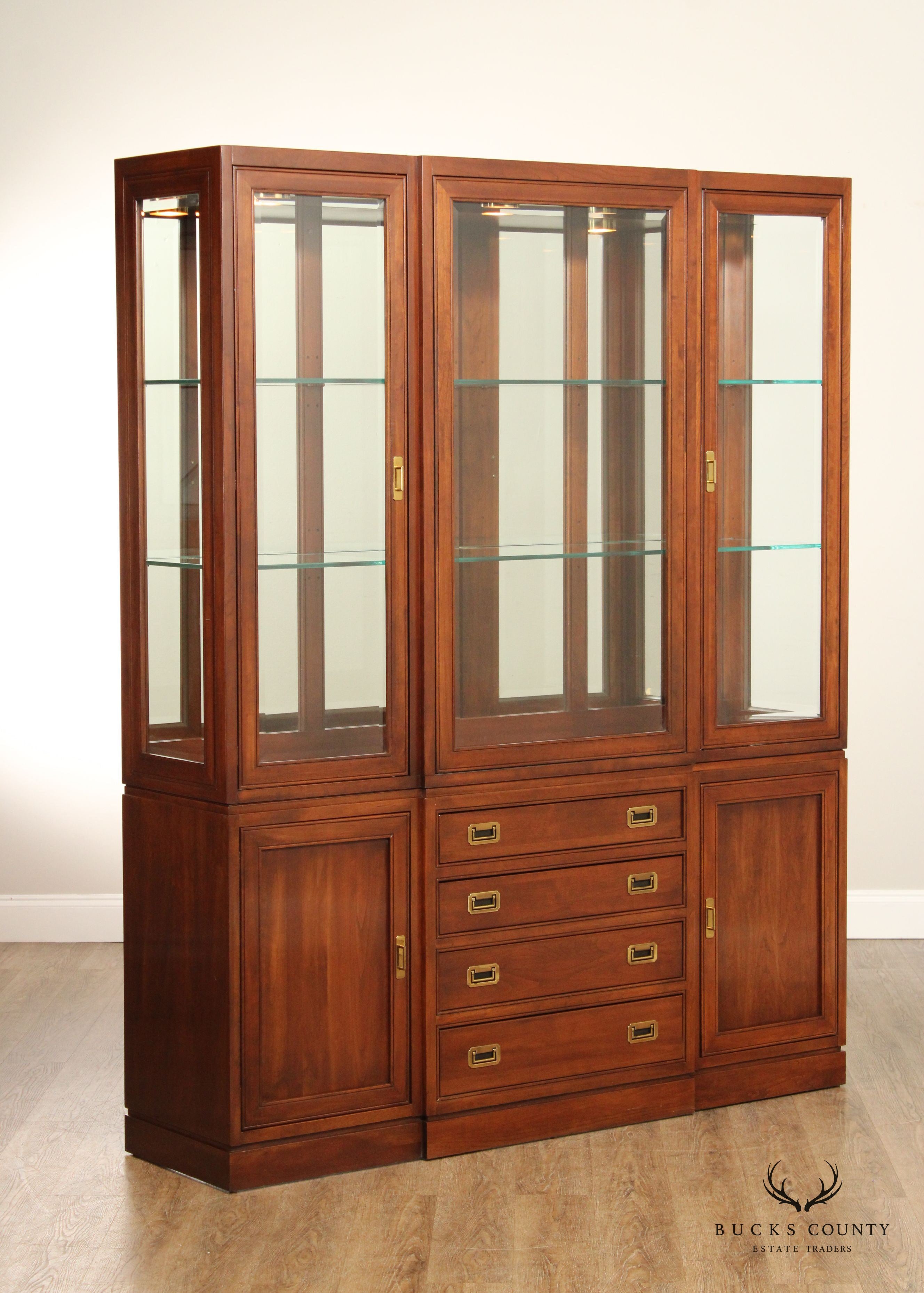 Ethan Allen Cherry Campaign Style China Cabinet