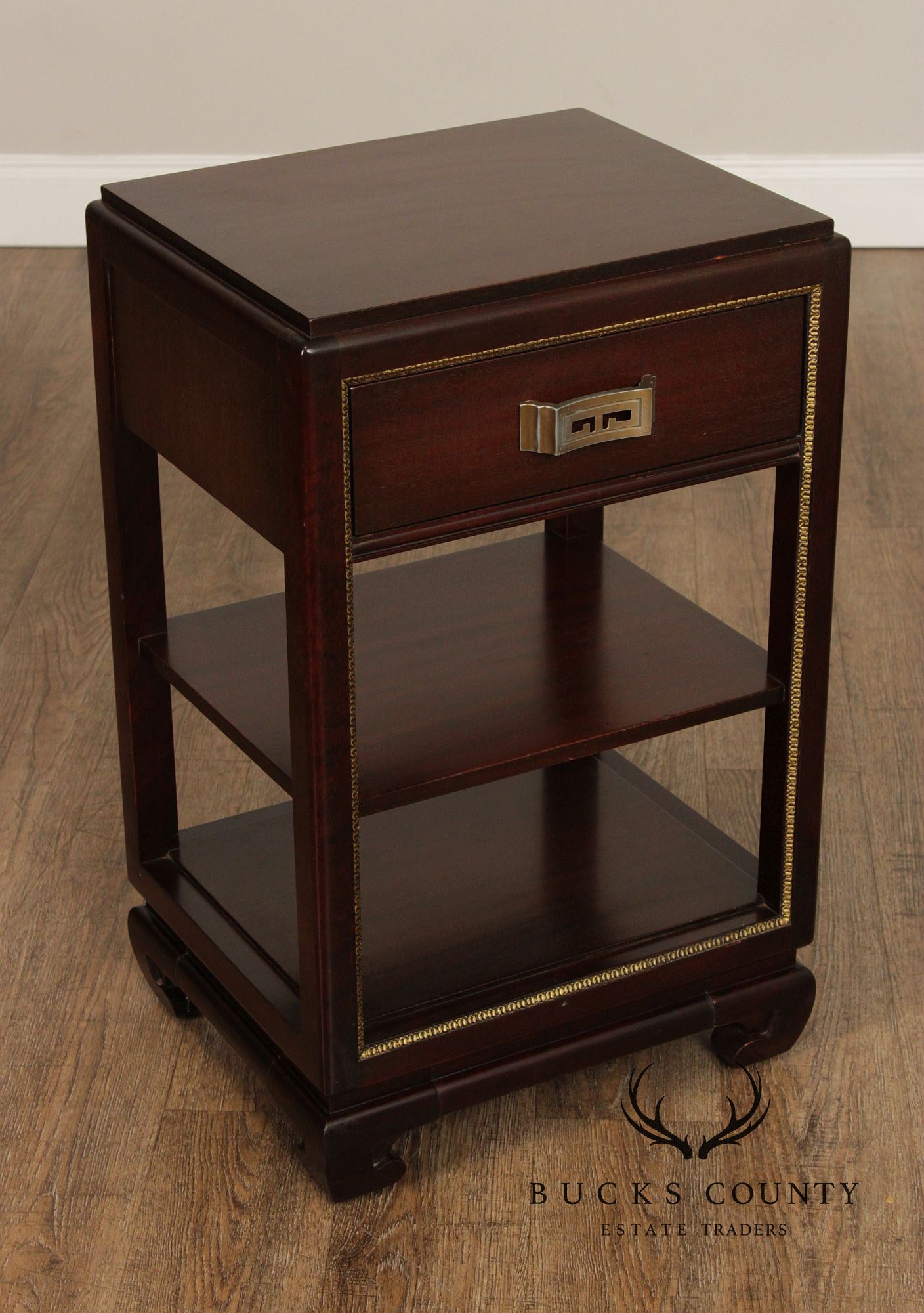 Rway Mid-Century Asian Style Pair of Mahogany Nightstands