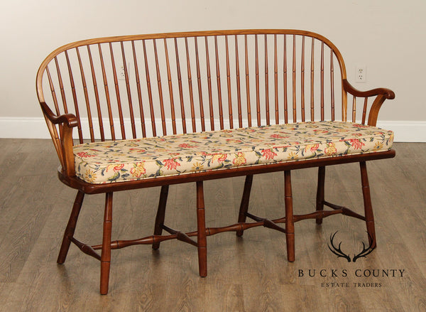 Stickley Early American Style Cherry Spindle Back Windsor Settee
