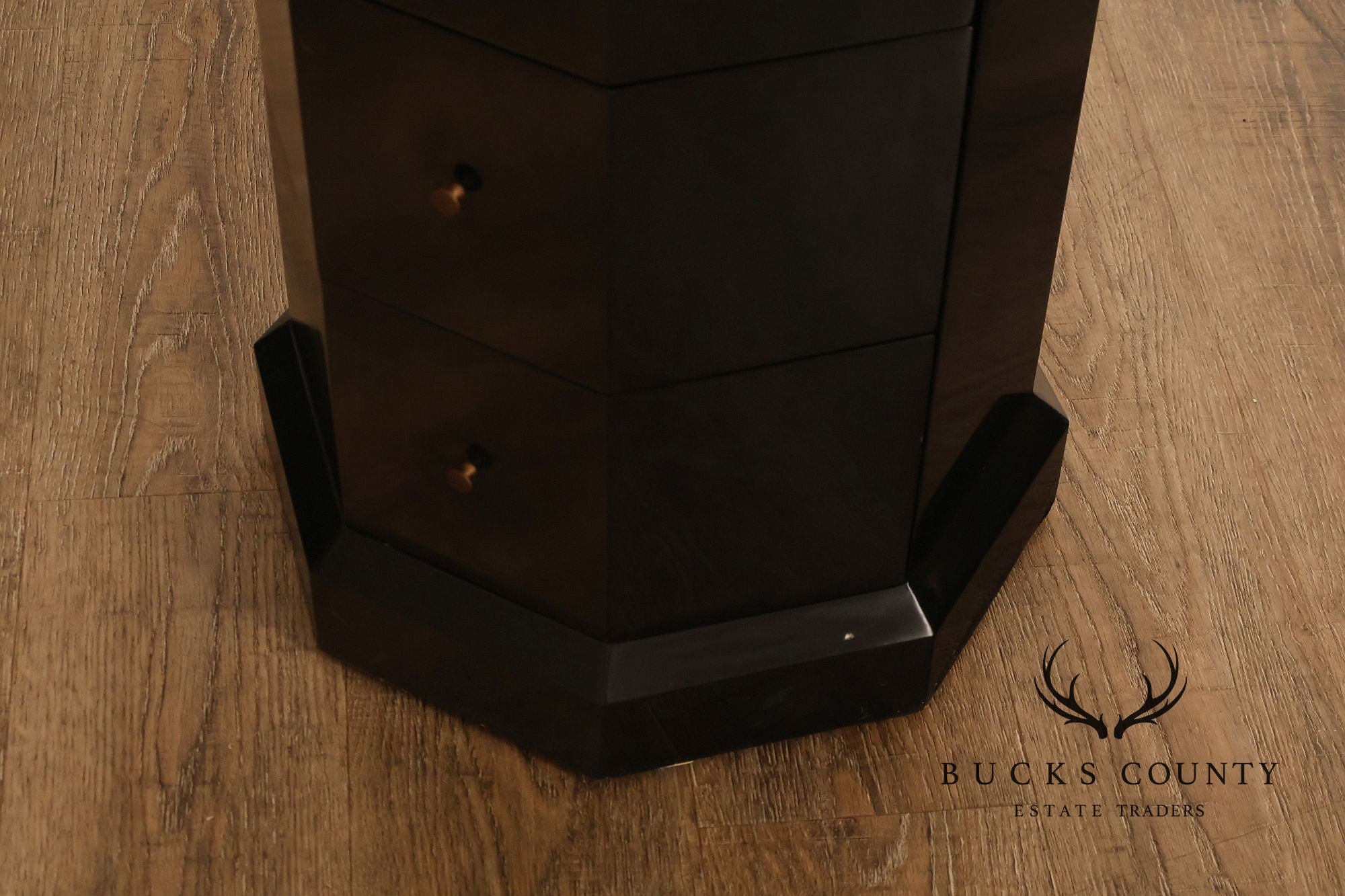 Maitland Smith Black Lacquered Octagonal Jewelry or Lingerie Chest Chest