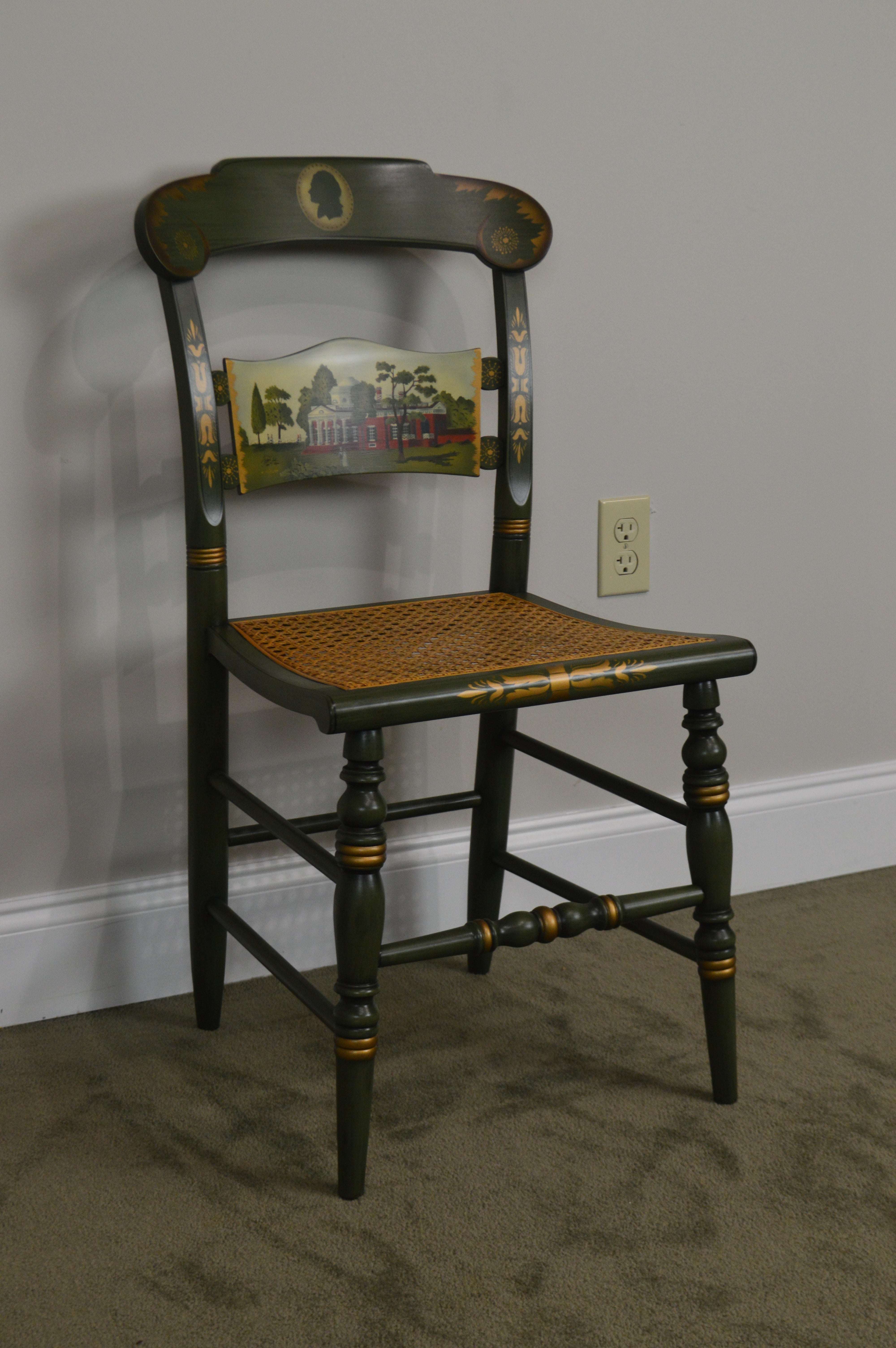 Hitchcock Thomas Jefferson Monticello Limited Edition Painted Pair Chairs (A)