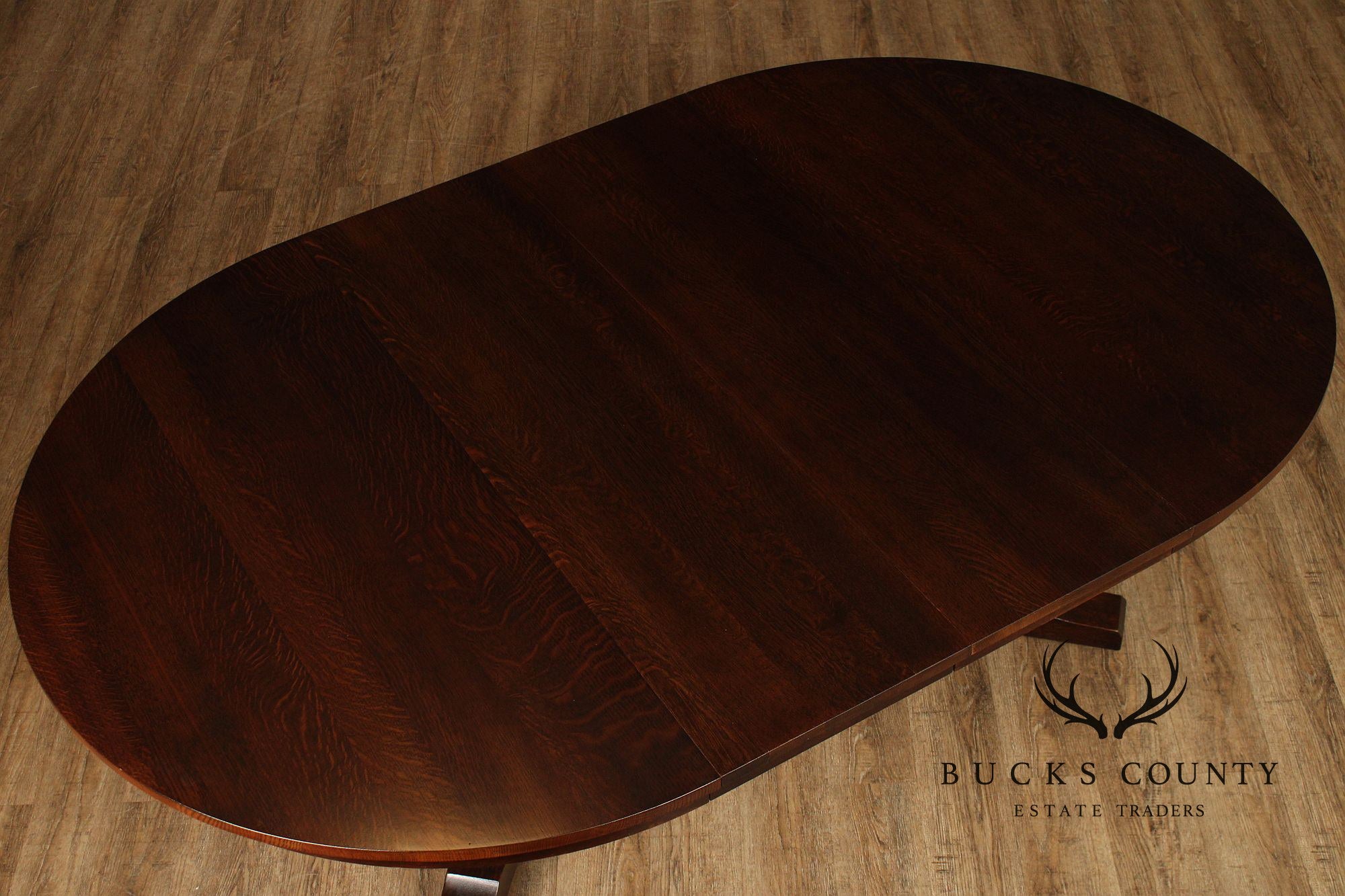 Stickley Mission Collection Round Oak Extendable Dining Table