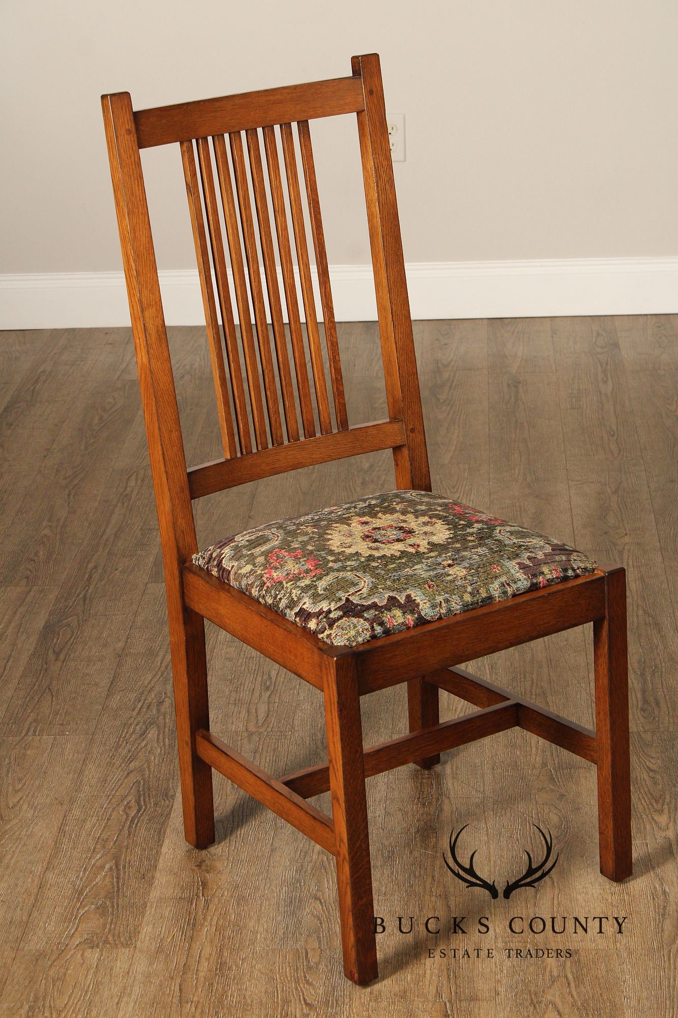 Stickley Mission Collection Set of Four Oak Spindle Dining Chairs