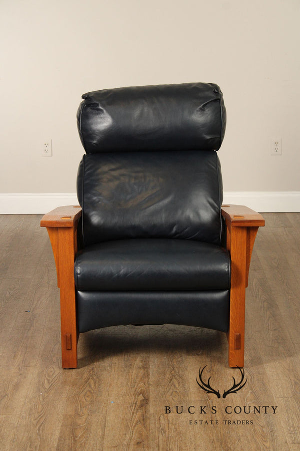 Stickley Mission Collection Oak and Leather Spindle Morris Recliner
