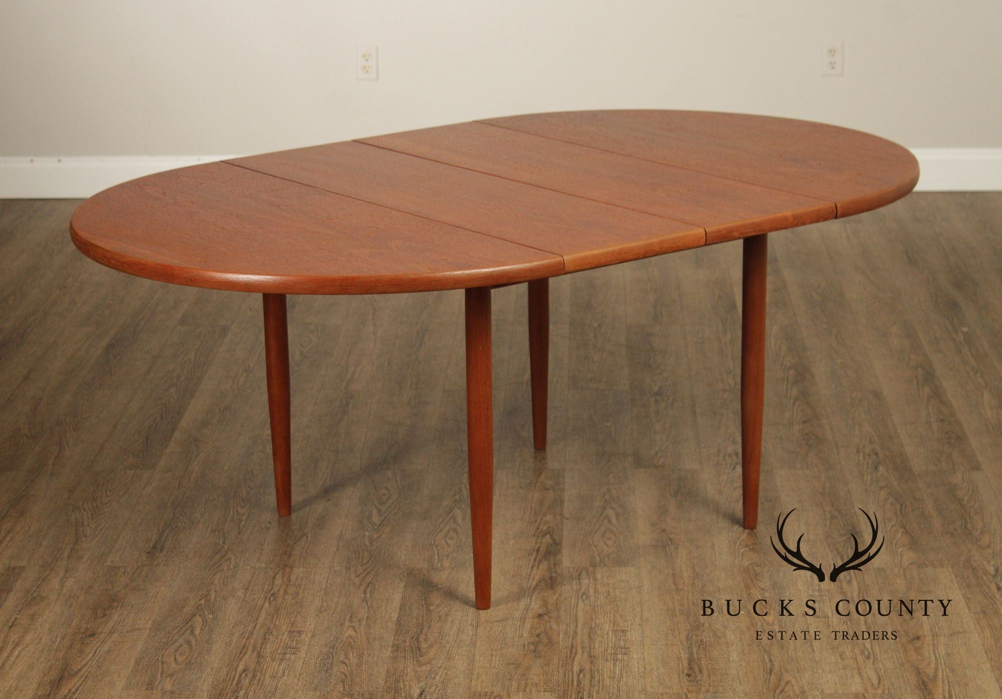 Dux Swedish Modern Teak Expandable Round Dining Table