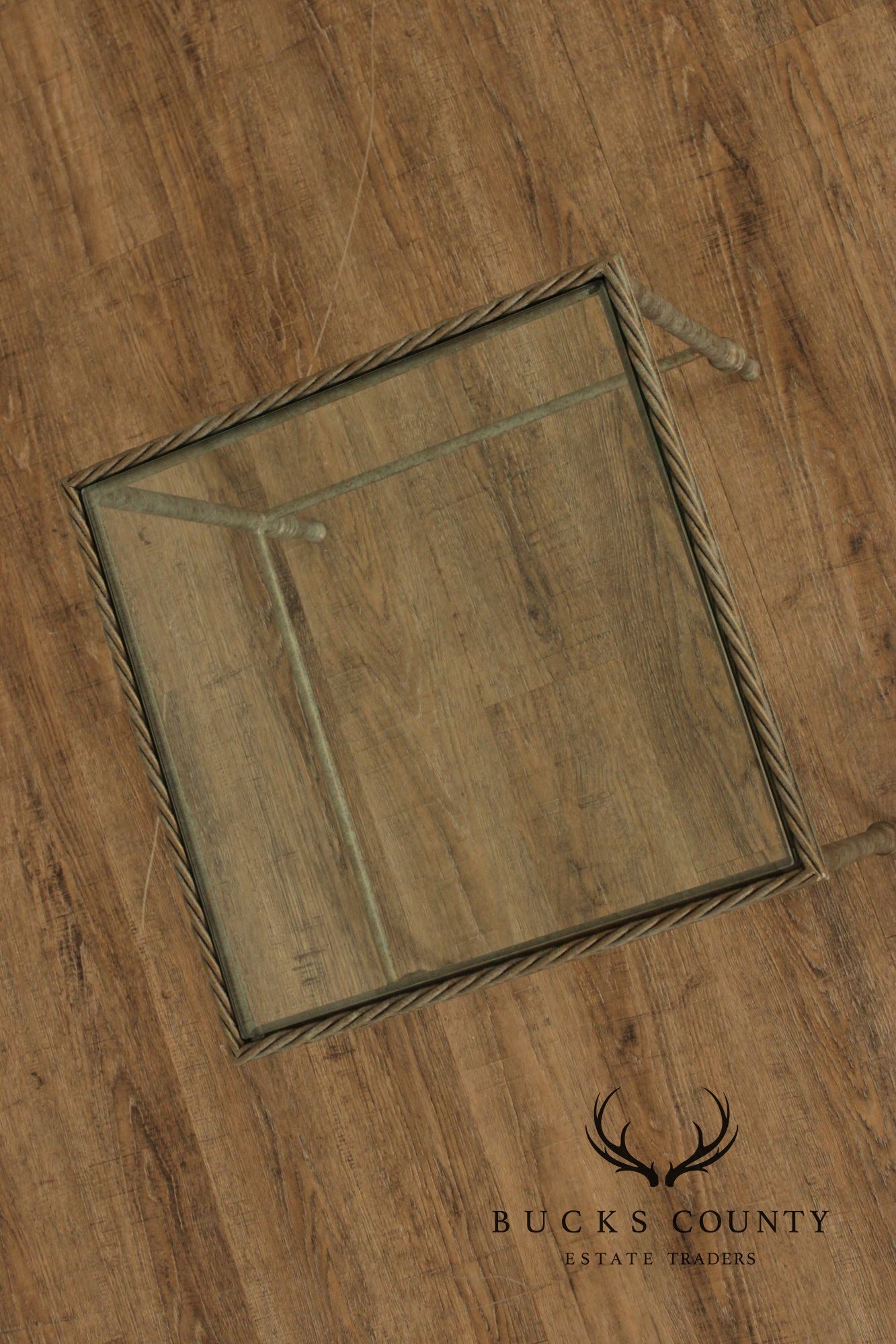 Vintage Pair of Iron Glass Top Nesting Tables