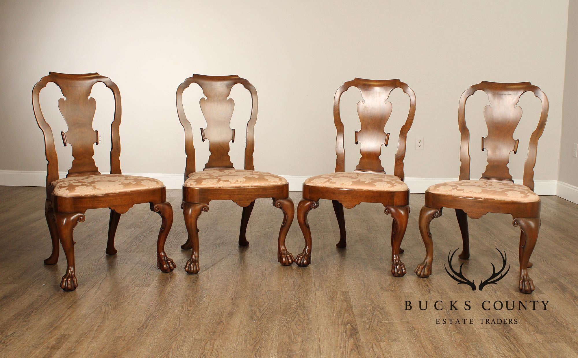 Kittinger Colonial Williamsburg Collection Set Of Four Mahogany Georgian Style Dining Chairs CW180