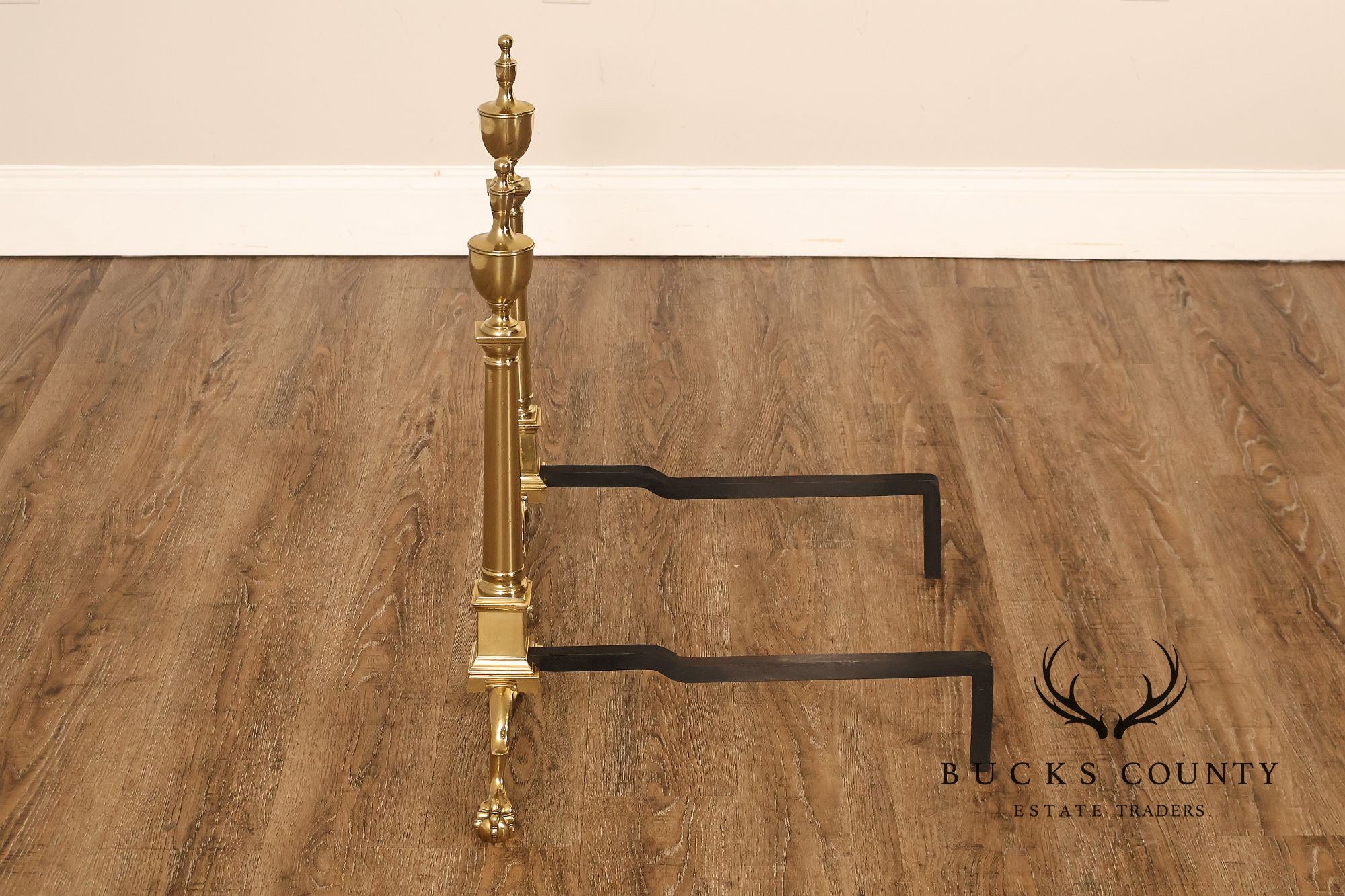 Federal Style Pair Of Brass Andirons