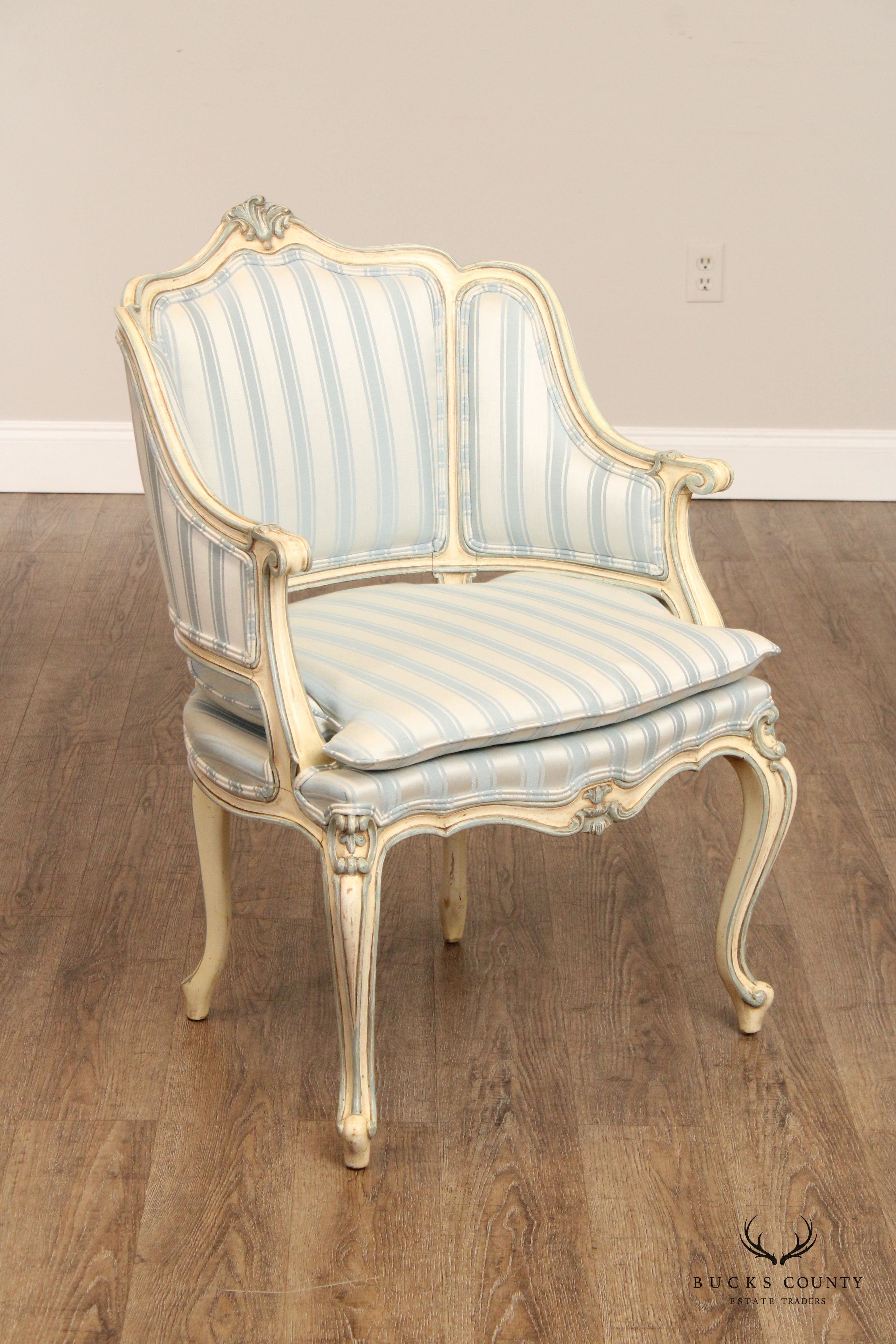 Karges French Provincial Style Painted Bergere Armchair