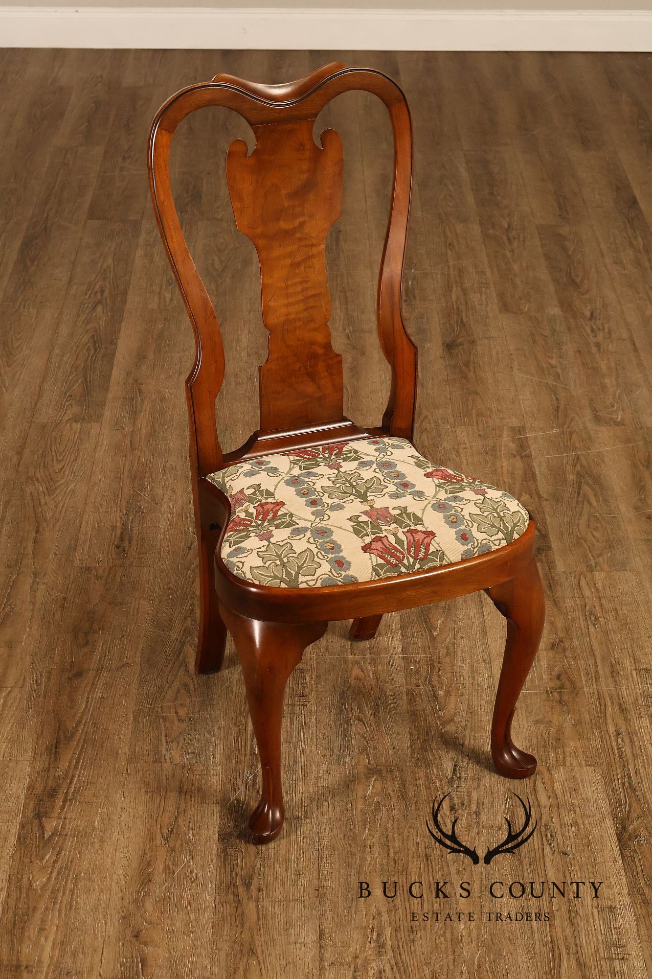 Saybolt Cleland Queen Anne Style Walnut Side Chairs, Pair