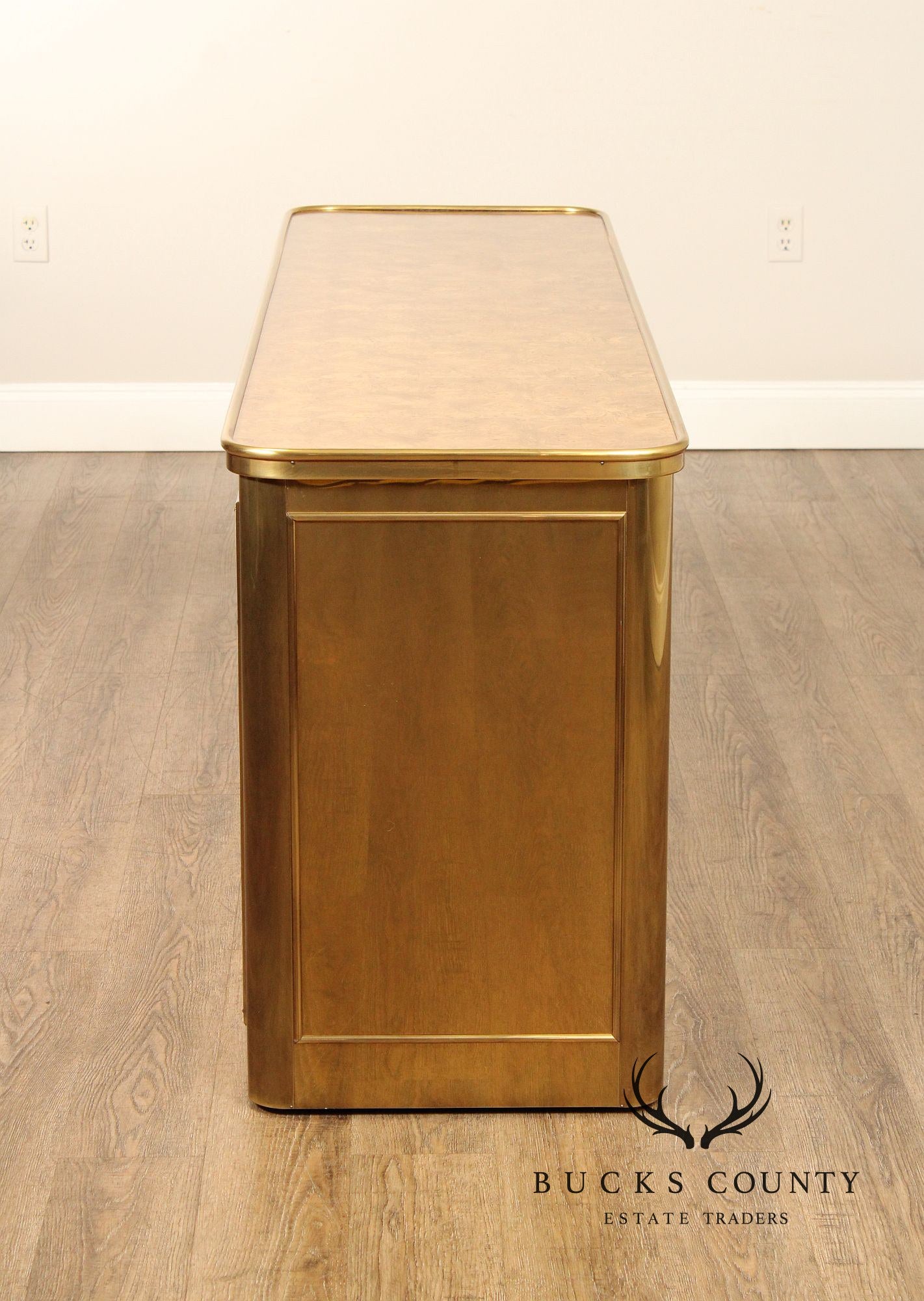 Mastercraft Hollywood Regency Brass and Burlwood Buffet