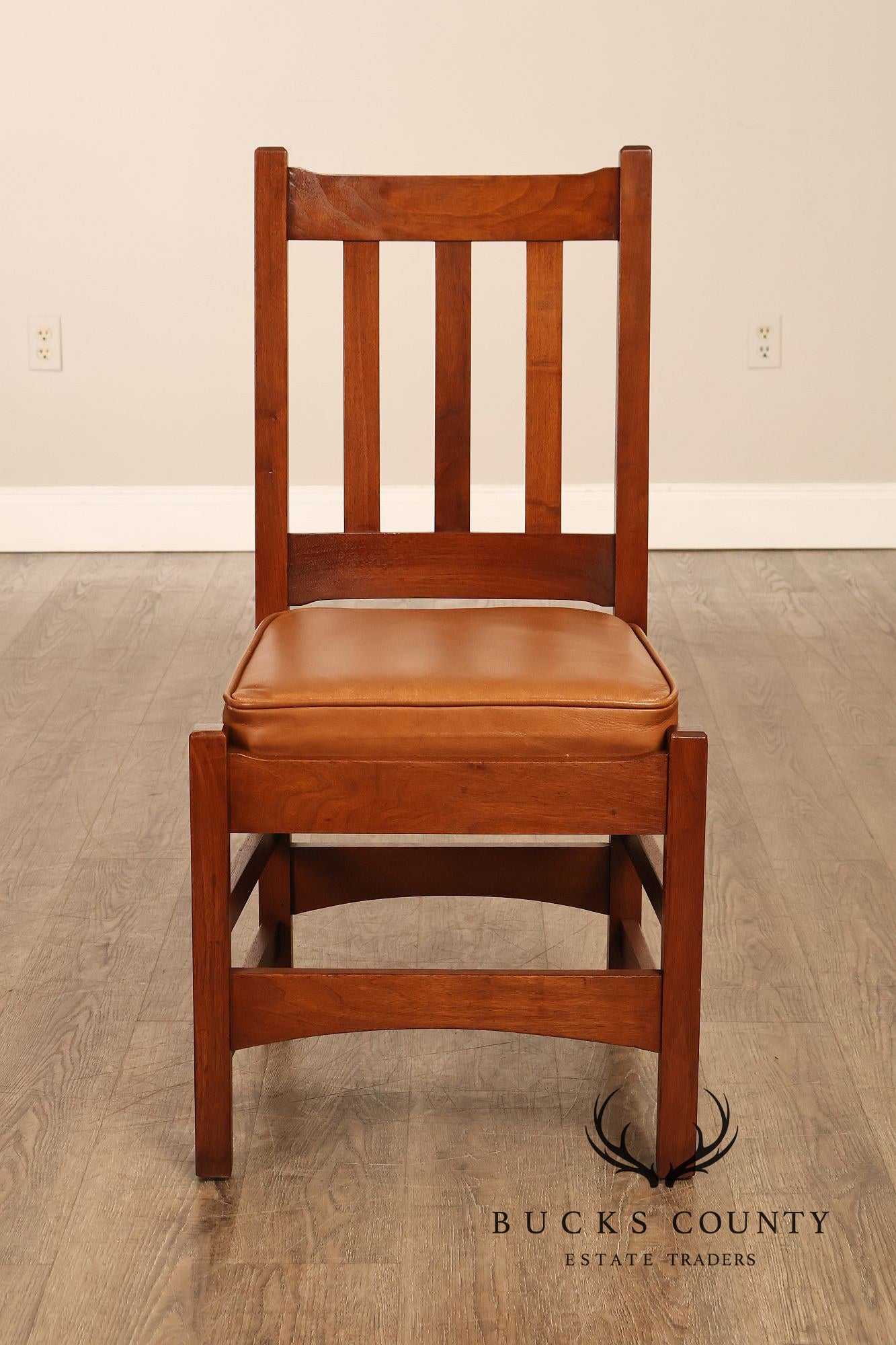 Mission Style Oak And Leather Dining Chairs